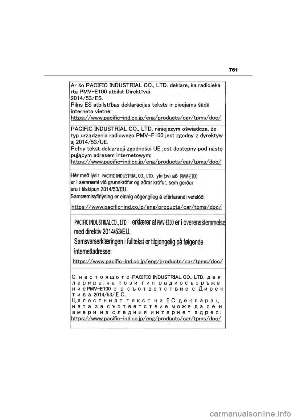 TOYOTA PRIUS 2022  Instructieboekje (in Dutch) 761
PRIUS_OM_OM47F03E_(EE)
PRIUS_OM_OM47F03E_(EE).book  Page 761  Thursday, May 6, 2021  12:21 PM 