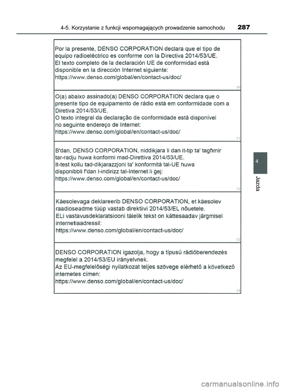 TOYOTA PRIUS 2022  Instrukcja obsługi (in Polish) 4-5. Korzystanie z funkcji wspomagajàcych prowadzenie samochodu287
4
Jazda
21 PRIUS OM47F03E  6/22/21  8:36 AM  Page 287    (Black plate) 