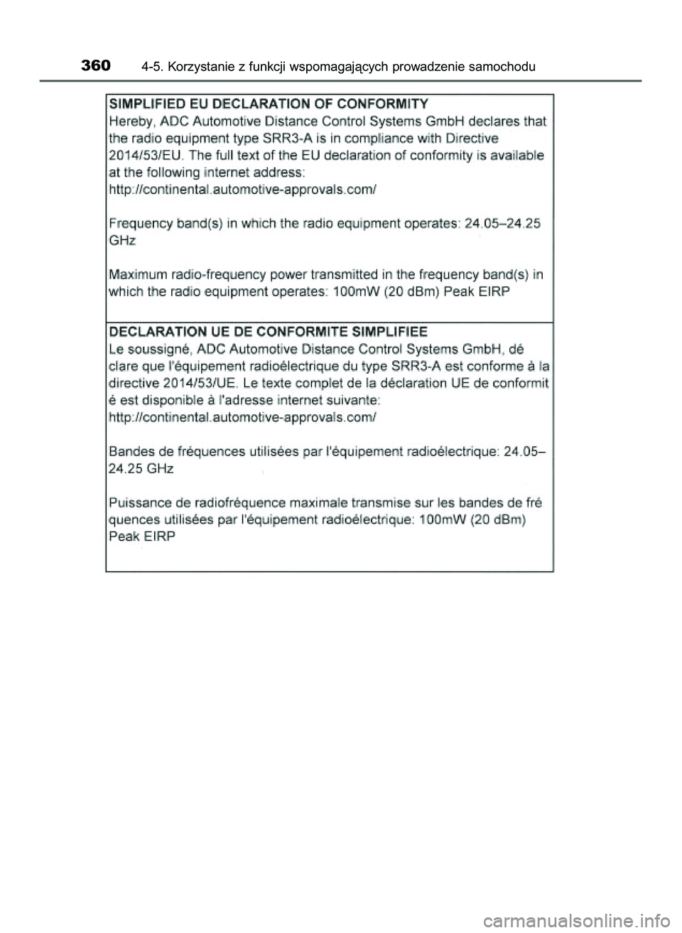 TOYOTA PRIUS 2022  Instrukcja obsługi (in Polish) 3604-5. Korzystanie z funkcji wspomagajàcych prowadzenie samochodu
21 PRIUS OM47F03E  6/22/21  8:37 AM  Page 360    (Black plate) 