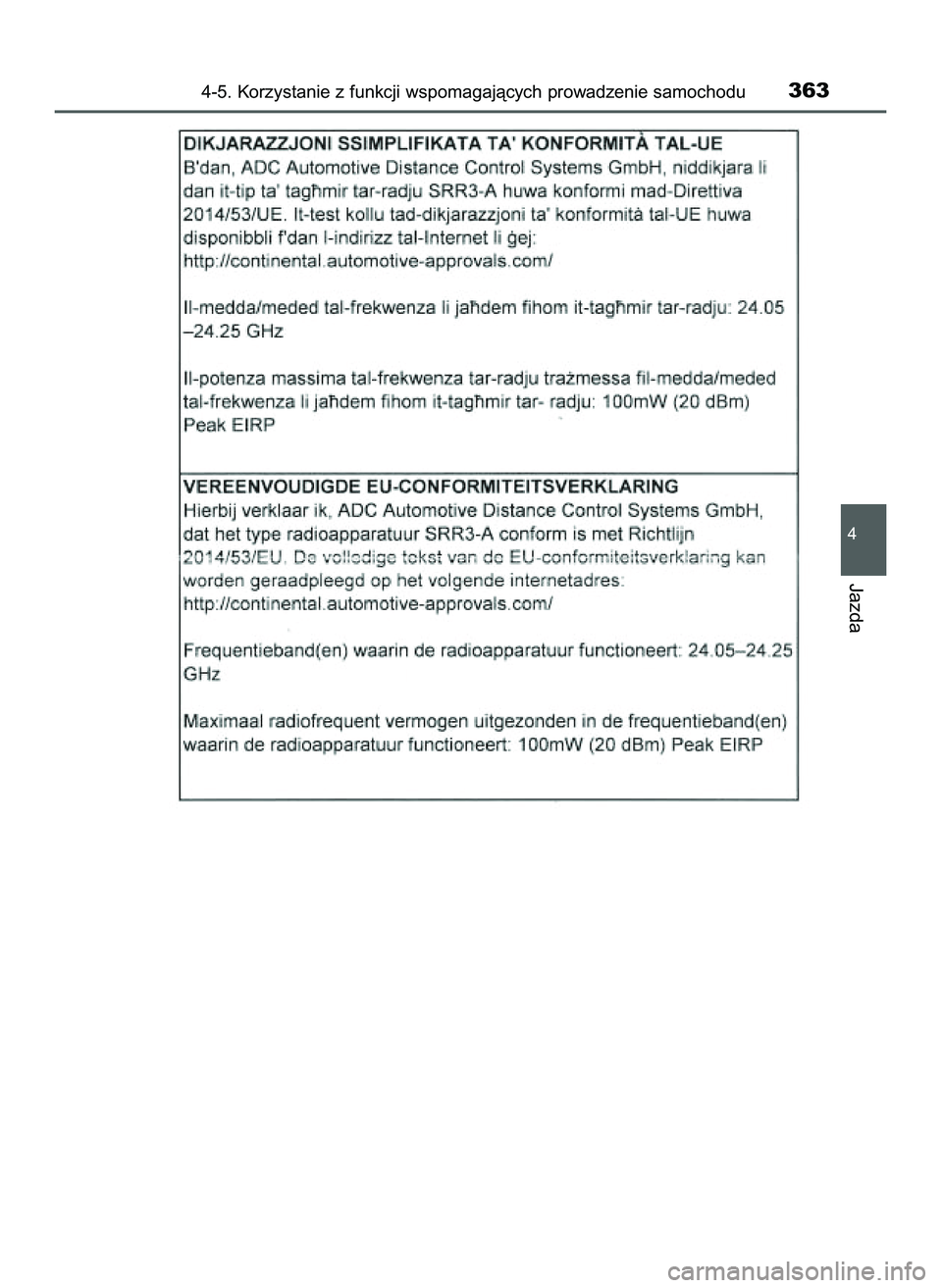 TOYOTA PRIUS 2022  Instrukcja obsługi (in Polish) 4-5. Korzystanie z funkcji wspomagajàcych prowadzenie samochodu363
4
Jazda
21 PRIUS OM47F03E  6/22/21  8:37 AM  Page 363    (Black plate) 