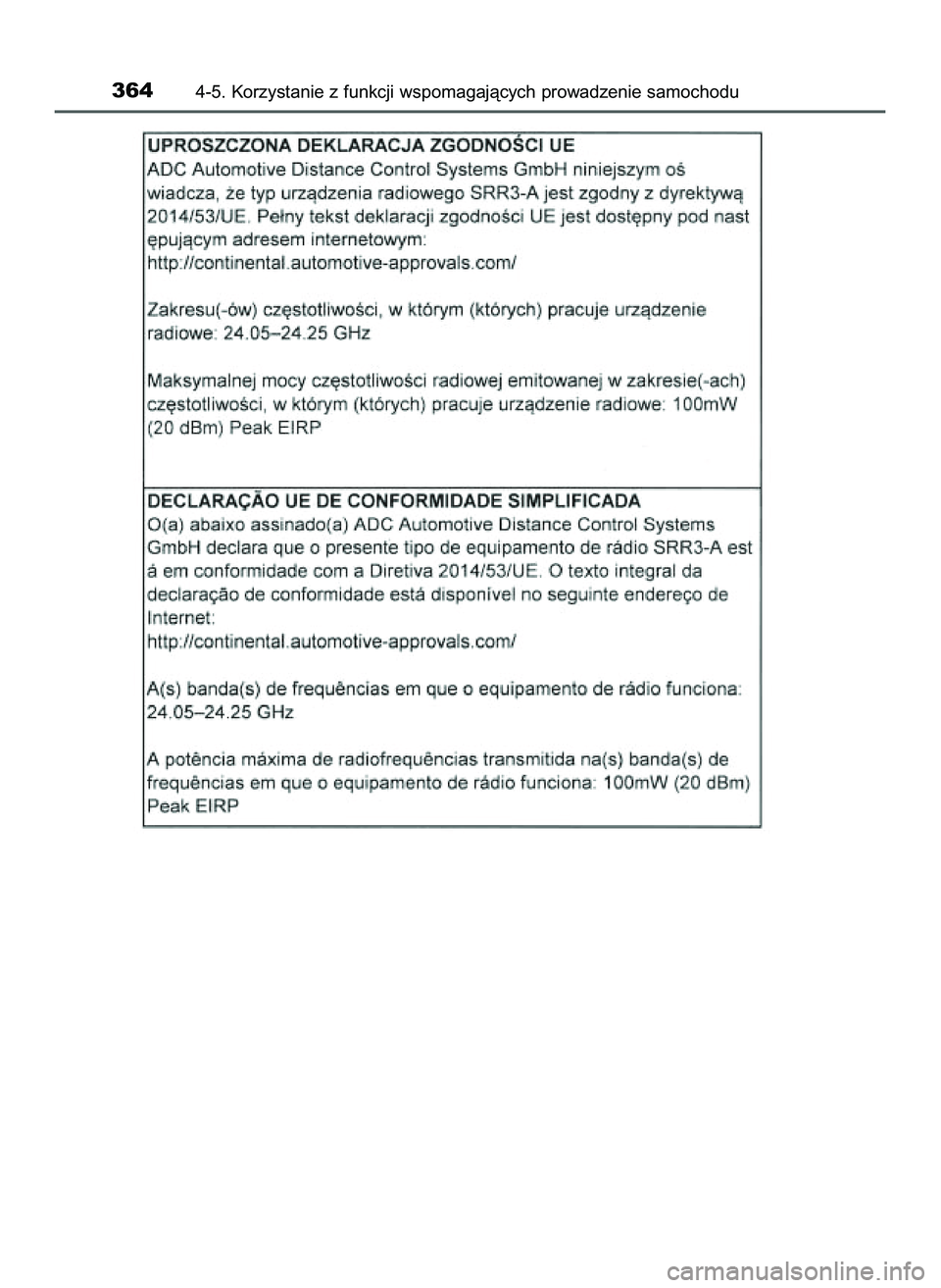 TOYOTA PRIUS 2022  Instrukcja obsługi (in Polish) 3644-5. Korzystanie z funkcji wspomagajàcych prowadzenie samochodu
21 PRIUS OM47F03E  6/22/21  8:37 AM  Page 364    (Black plate) 
