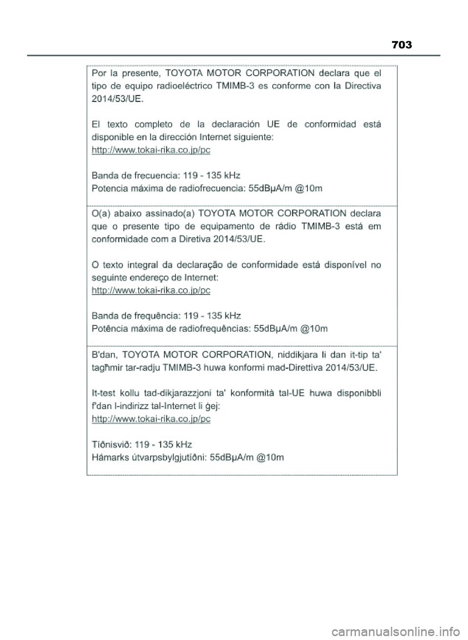 TOYOTA PRIUS 2022 Instrukcja obsługi (in Polish) 703
21 PRIUS OM47F03E 6/22/21 8:38 AM Page 703 (Black plate) TOYOTA PRIUS 2022 Instrukcja obsługi (in Polish) 703
21 PRIUS OM47F03E 6/22/21 8:38 AM Page 703 (Black plate)