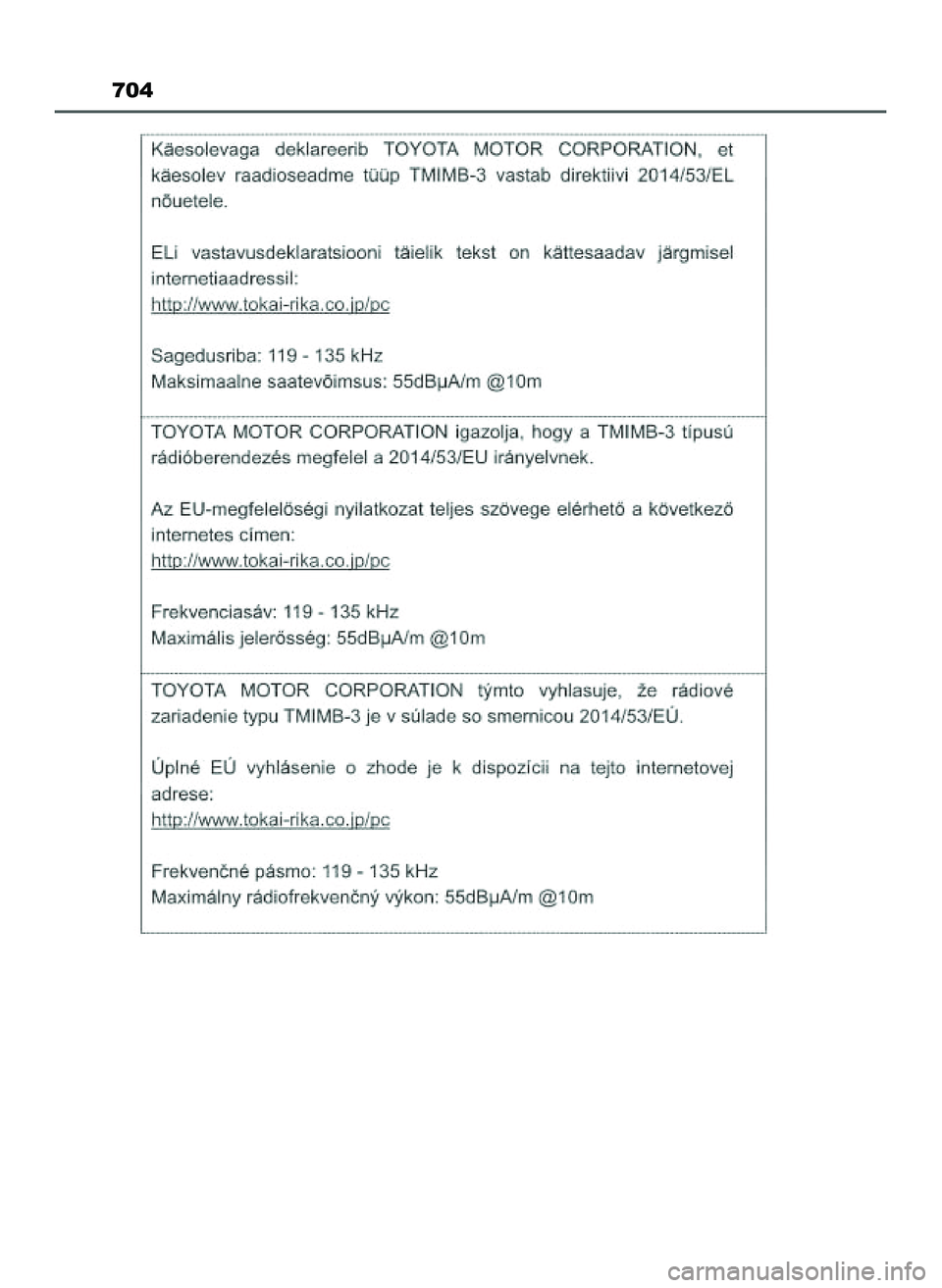 TOYOTA PRIUS 2022 Instrukcja obsługi (in Polish) 704
21 PRIUS OM47F03E 6/22/21 8:38 AM Page 704 (Black plate) TOYOTA PRIUS 2022 Instrukcja obsługi (in Polish) 704
21 PRIUS OM47F03E 6/22/21 8:38 AM Page 704 (Black plate)
