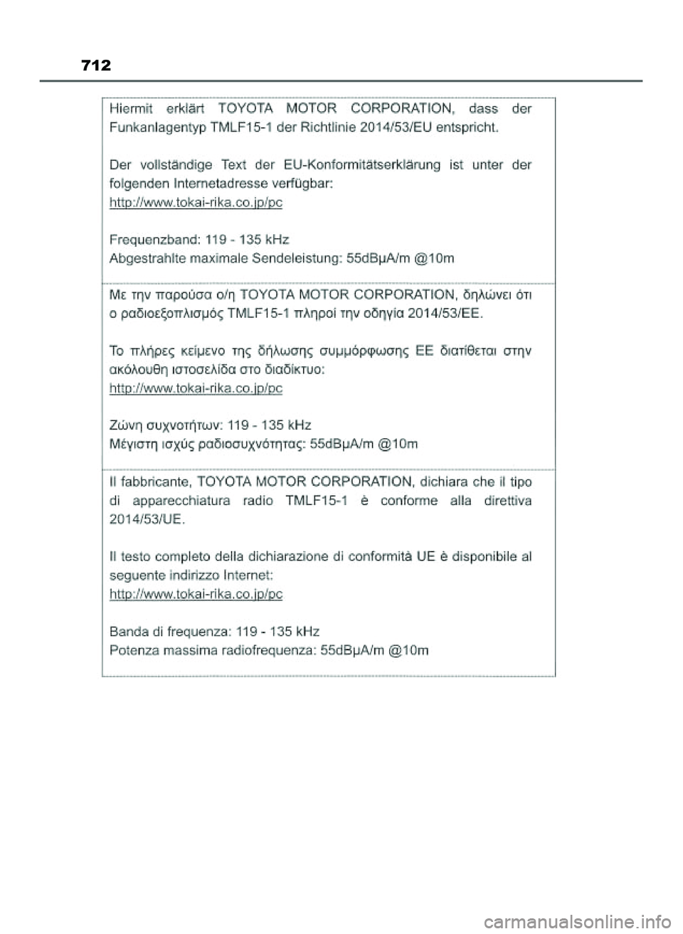 TOYOTA PRIUS 2022 Instrukcja obsługi (in Polish) 712
21 PRIUS OM47F03E 6/22/21 8:38 AM Page 712 (Black plate) TOYOTA PRIUS 2022 Instrukcja obsługi (in Polish) 712
21 PRIUS OM47F03E 6/22/21 8:38 AM Page 712 (Black plate)