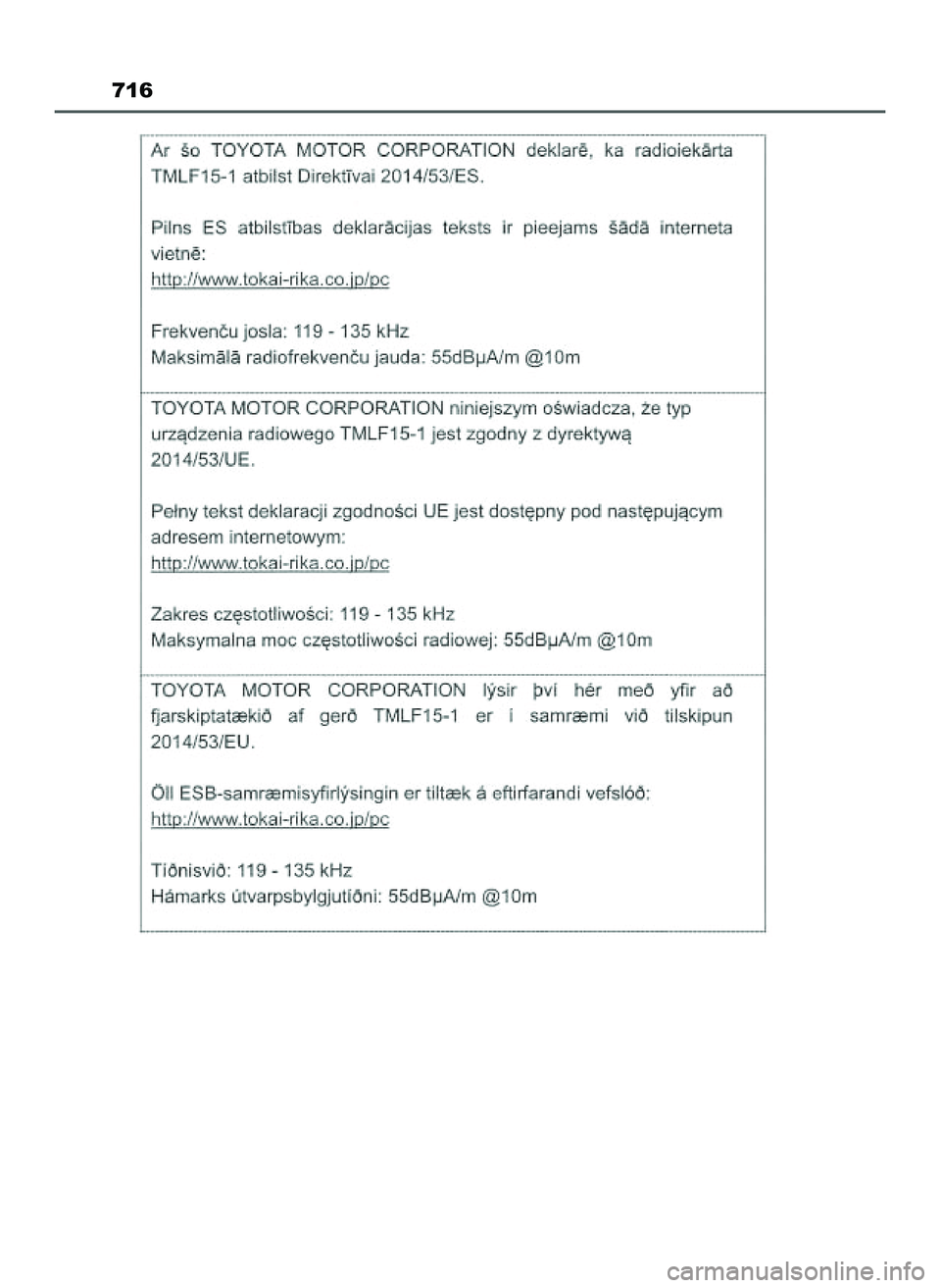 TOYOTA PRIUS 2022 Instrukcja obsługi (in Polish) 716
21 PRIUS OM47F03E 6/22/21 8:38 AM Page 716 (Black plate) TOYOTA PRIUS 2022 Instrukcja obsługi (in Polish) 716
21 PRIUS OM47F03E 6/22/21 8:38 AM Page 716 (Black plate)