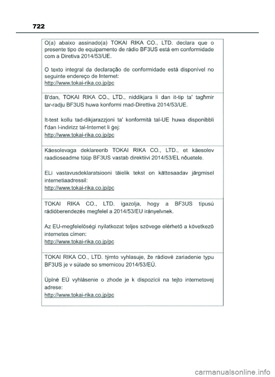 TOYOTA PRIUS 2022 Instrukcja obsługi (in Polish) 722
21 PRIUS OM47F03E 6/22/21 8:38 AM Page 722 (Black plate) TOYOTA PRIUS 2022 Instrukcja obsługi (in Polish) 722
21 PRIUS OM47F03E 6/22/21 8:38 AM Page 722 (Black plate)