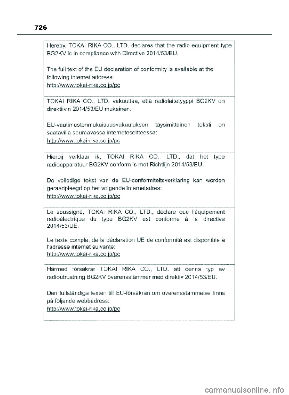 TOYOTA PRIUS 2022 Instrukcja obsługi (in Polish) 726
21 PRIUS OM47F03E 6/22/21 8:38 AM Page 726 (Black plate) TOYOTA PRIUS 2022 Instrukcja obsługi (in Polish) 726
21 PRIUS OM47F03E 6/22/21 8:38 AM Page 726 (Black plate)