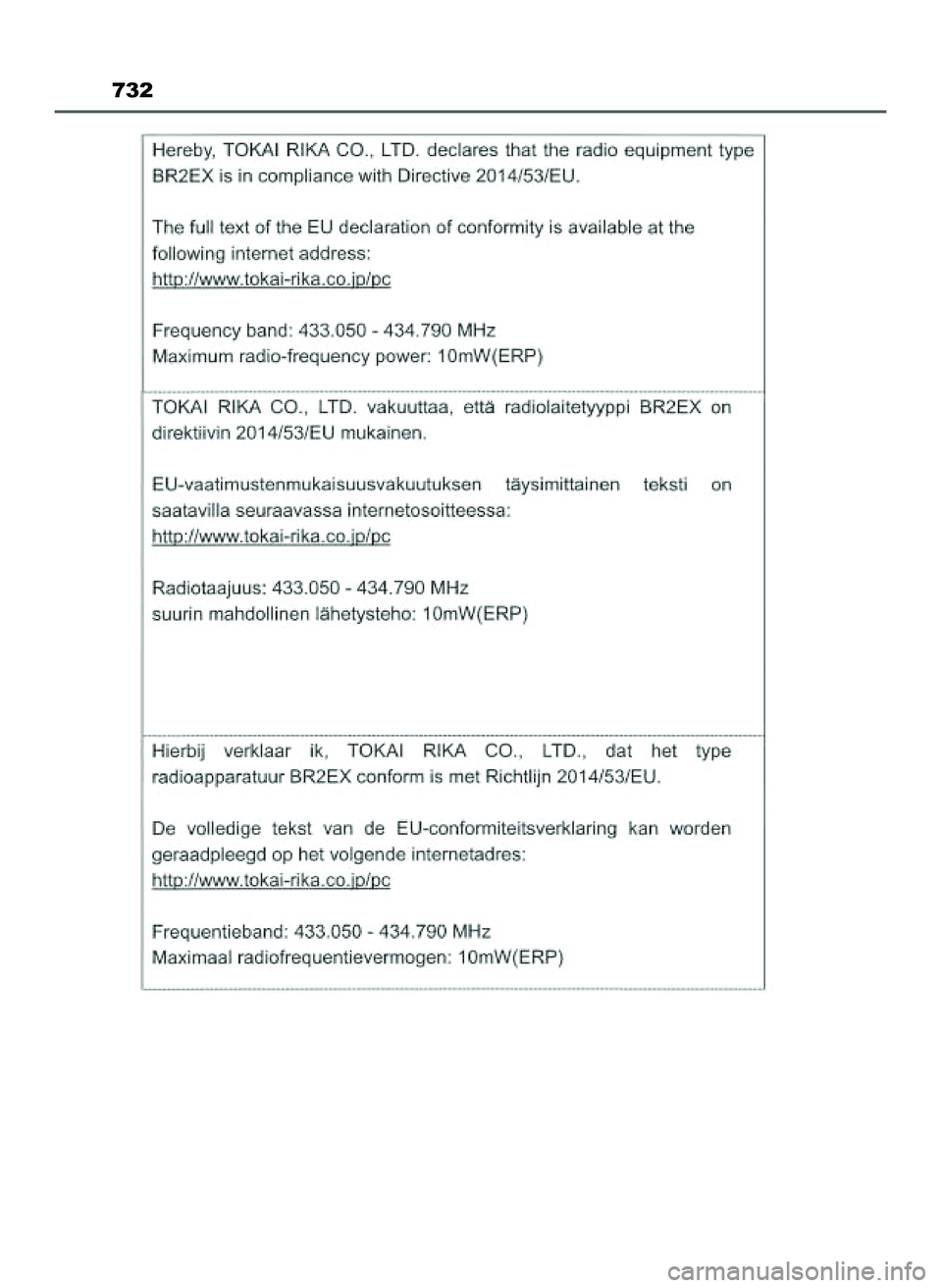 TOYOTA PRIUS 2022 Instrukcja obsługi (in Polish) 732
21 PRIUS OM47F03E 6/22/21 8:38 AM Page 732 (Black plate) TOYOTA PRIUS 2022 Instrukcja obsługi (in Polish) 732
21 PRIUS OM47F03E 6/22/21 8:38 AM Page 732 (Black plate)