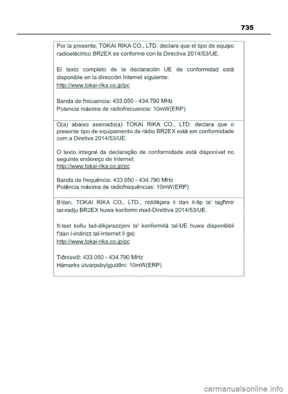 TOYOTA PRIUS 2022 Instrukcja obsługi (in Polish) 735
21 PRIUS OM47F03E 6/22/21 8:38 AM Page 735 (Black plate) TOYOTA PRIUS 2022 Instrukcja obsługi (in Polish) 735
21 PRIUS OM47F03E 6/22/21 8:38 AM Page 735 (Black plate)