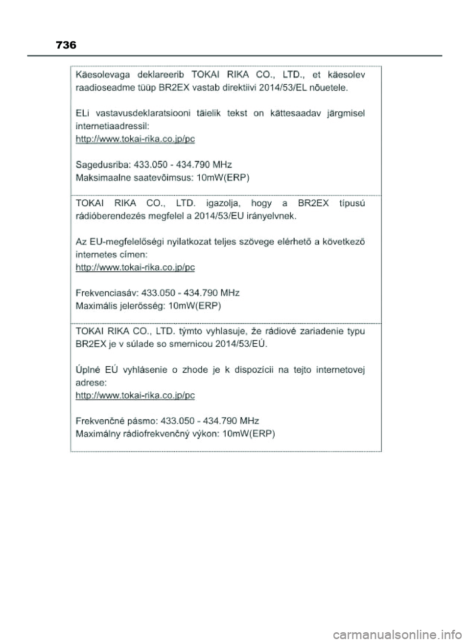TOYOTA PRIUS 2022 Instrukcja obsługi (in Polish) 736
21 PRIUS OM47F03E 6/22/21 8:38 AM Page 736 (Black plate) TOYOTA PRIUS 2022 Instrukcja obsługi (in Polish) 736
21 PRIUS OM47F03E 6/22/21 8:38 AM Page 736 (Black plate)