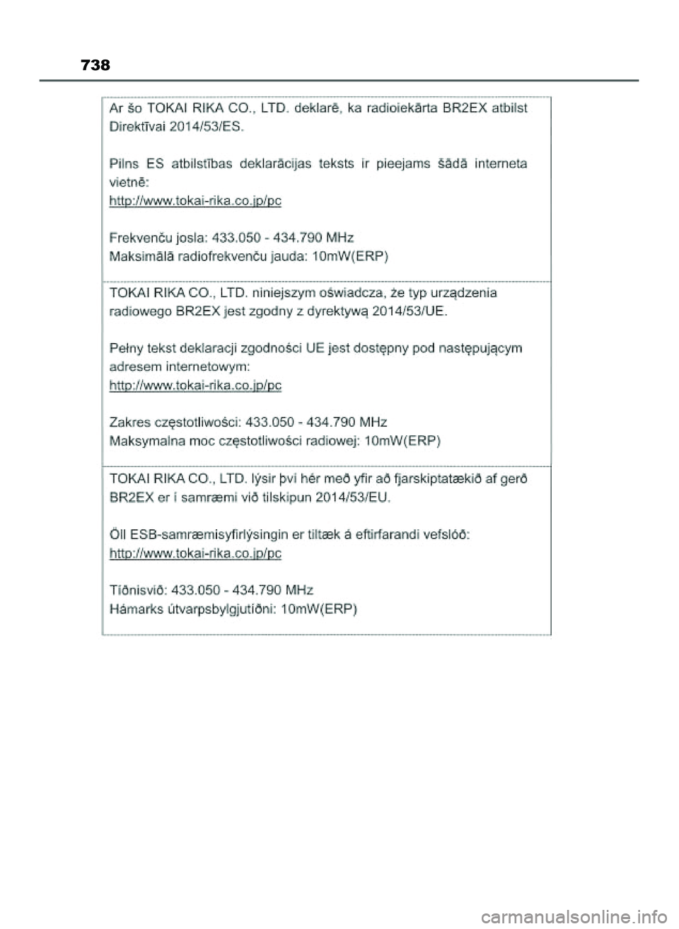 TOYOTA PRIUS 2022 Instrukcja obsługi (in Polish) 738
21 PRIUS OM47F03E 6/22/21 8:38 AM Page 738 (Black plate) TOYOTA PRIUS 2022 Instrukcja obsługi (in Polish) 738
21 PRIUS OM47F03E 6/22/21 8:38 AM Page 738 (Black plate)