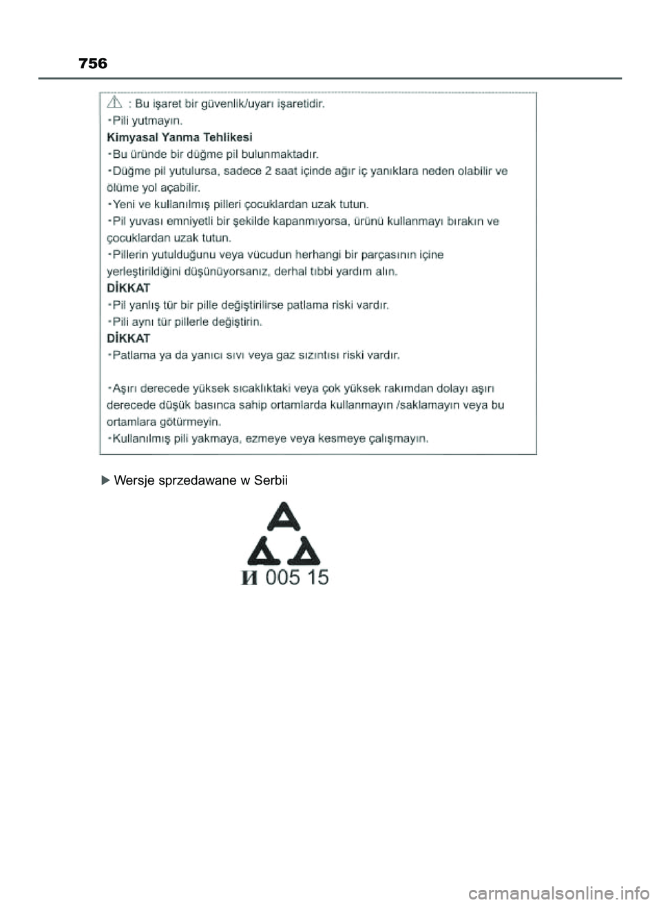 TOYOTA PRIUS 2022 Instrukcja obsługi (in Polish) óWersje sprzedawane w Serbii
756
21 PRIUS OM47F03E 6/22/21 8:39 AM Page 756 (Black plate) TOYOTA PRIUS 2022 Instrukcja obsługi (in Polish) óWersje sprzedawane w Serbii
756
21 PRIUS OM47F03E 6/22/21 8:39 AM Page 756 (Black plate)