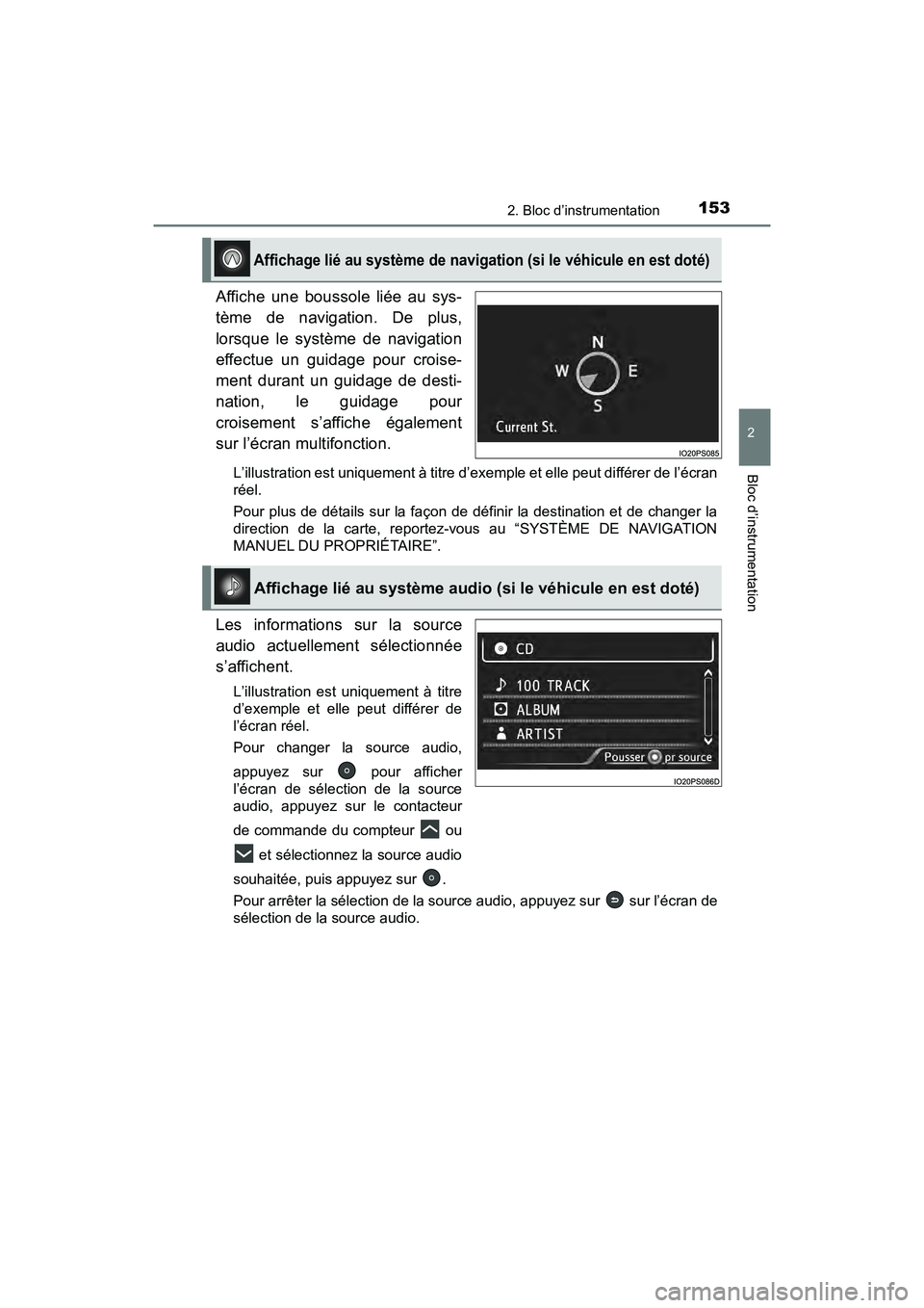 TOYOTA PRIUS 2021  Manuel du propriétaire (in French) PRIUS_OM_OM47E09D_(D)
1532. Bloc d’instrumentation
2
Bloc d’instrumentation
Affiche  une  boussole  liée  au  sys-
tème  de  navigation.  De  plus,
lorsque  le  système  de  navigation
effectue