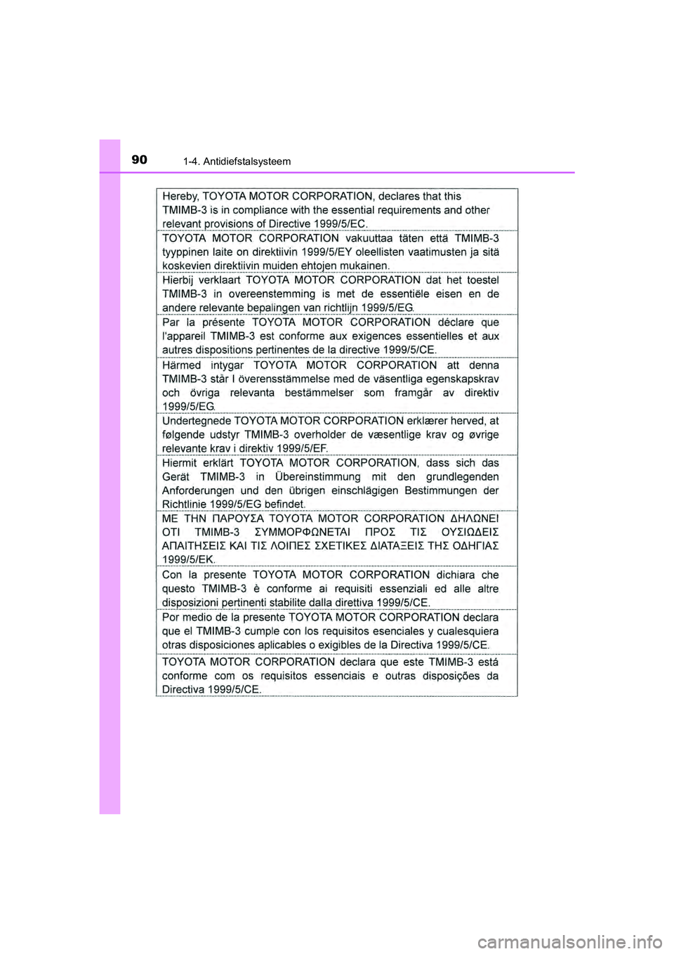 TOYOTA PRIUS 2017  Instruksjoner for bruk (in Norwegian) 901-4. Antidiefstalsysteem
PRIUS_OM_OM47B56E_(EE)
PRIUS_OM_OM47B56E_(EE).book  Page 90  Friday, July 29, 2016  11:35 AM 