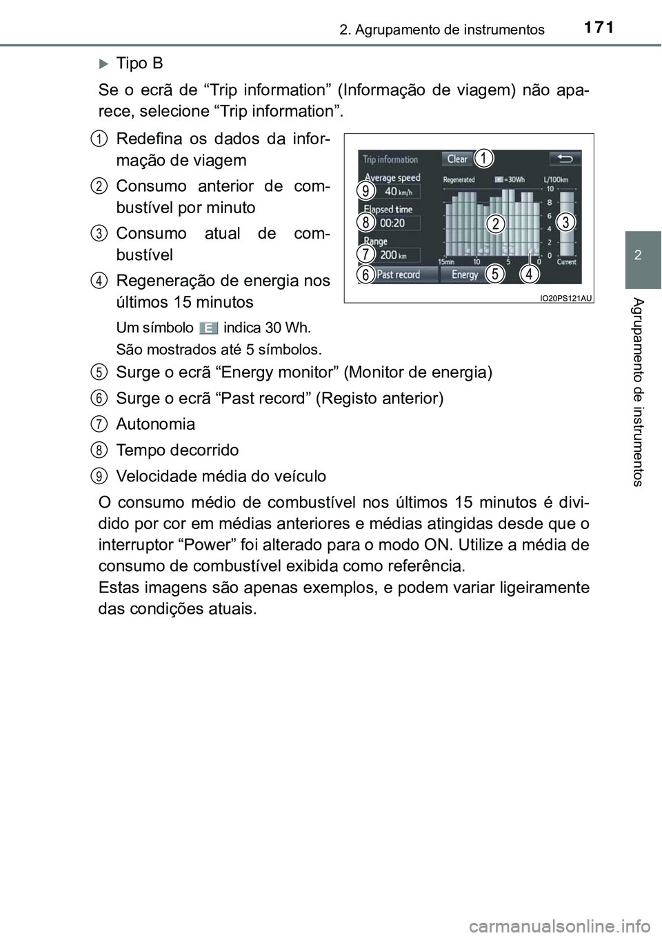 TOYOTA PRIUS 2016 Manual de utilização (in Portuguese) 1712. Agrupamento de instrumentos
2
Agrupamento de instrumentos
Tipo B
Se o ecrã de “Trip information” (Informação de viagem) não apa-
rece, selecione “Trip information”.
Redefina os da TOYOTA PRIUS 2016 Manual de utilização (in Portuguese) 1712. Agrupamento de instrumentos
2
Agrupamento de instrumentos
Tipo B
Se o ecrã de “Trip information” (Informação de viagem) não apa-
rece, selecione “Trip information”.
Redefina os da