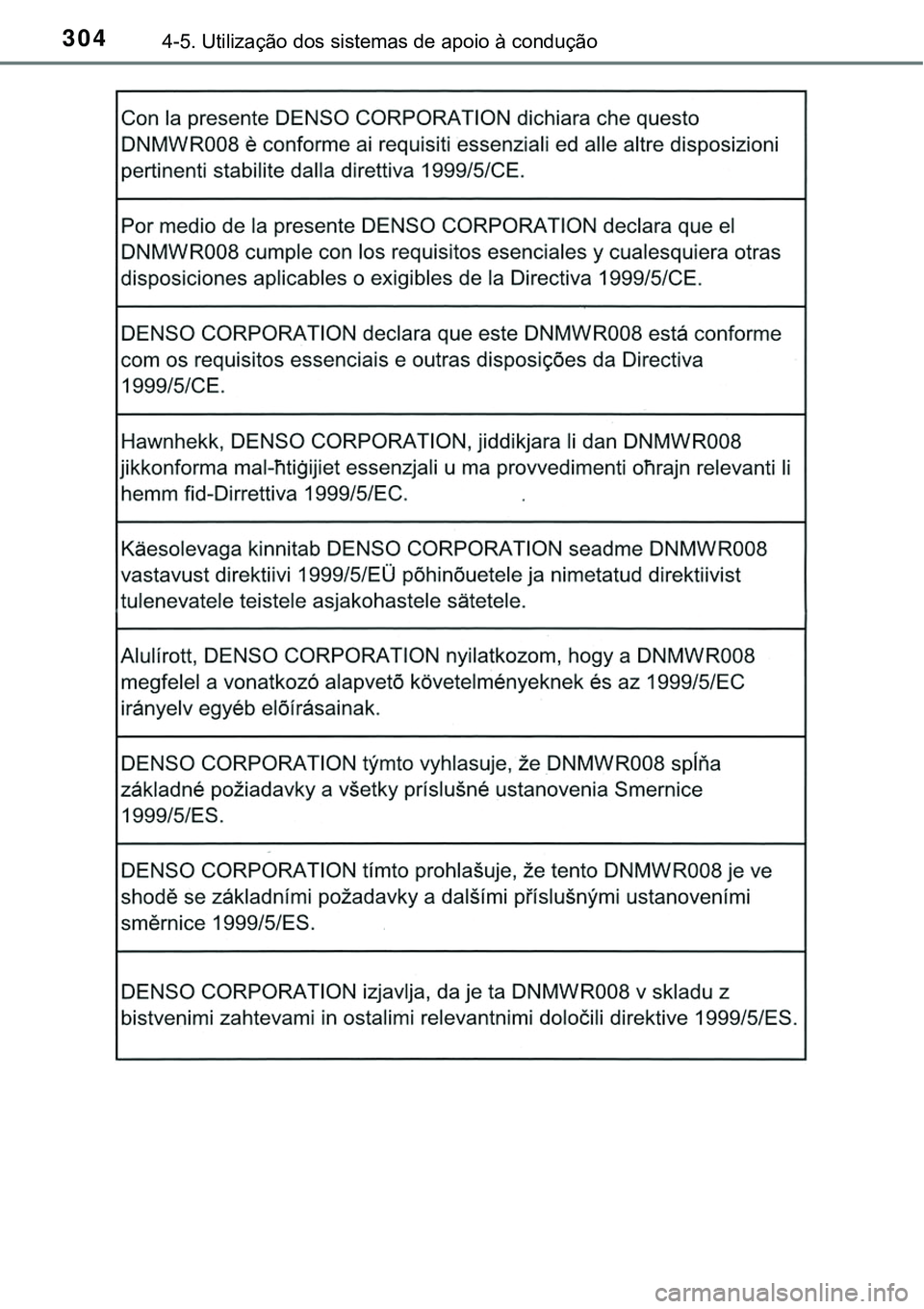 TOYOTA PRIUS 2016 Manual de utilização (in Portuguese) 3044-5. Utilização dos sistemas de apoio à condução TOYOTA PRIUS 2016 Manual de utilização (in Portuguese) 3044-5. Utilização dos sistemas de apoio à condução