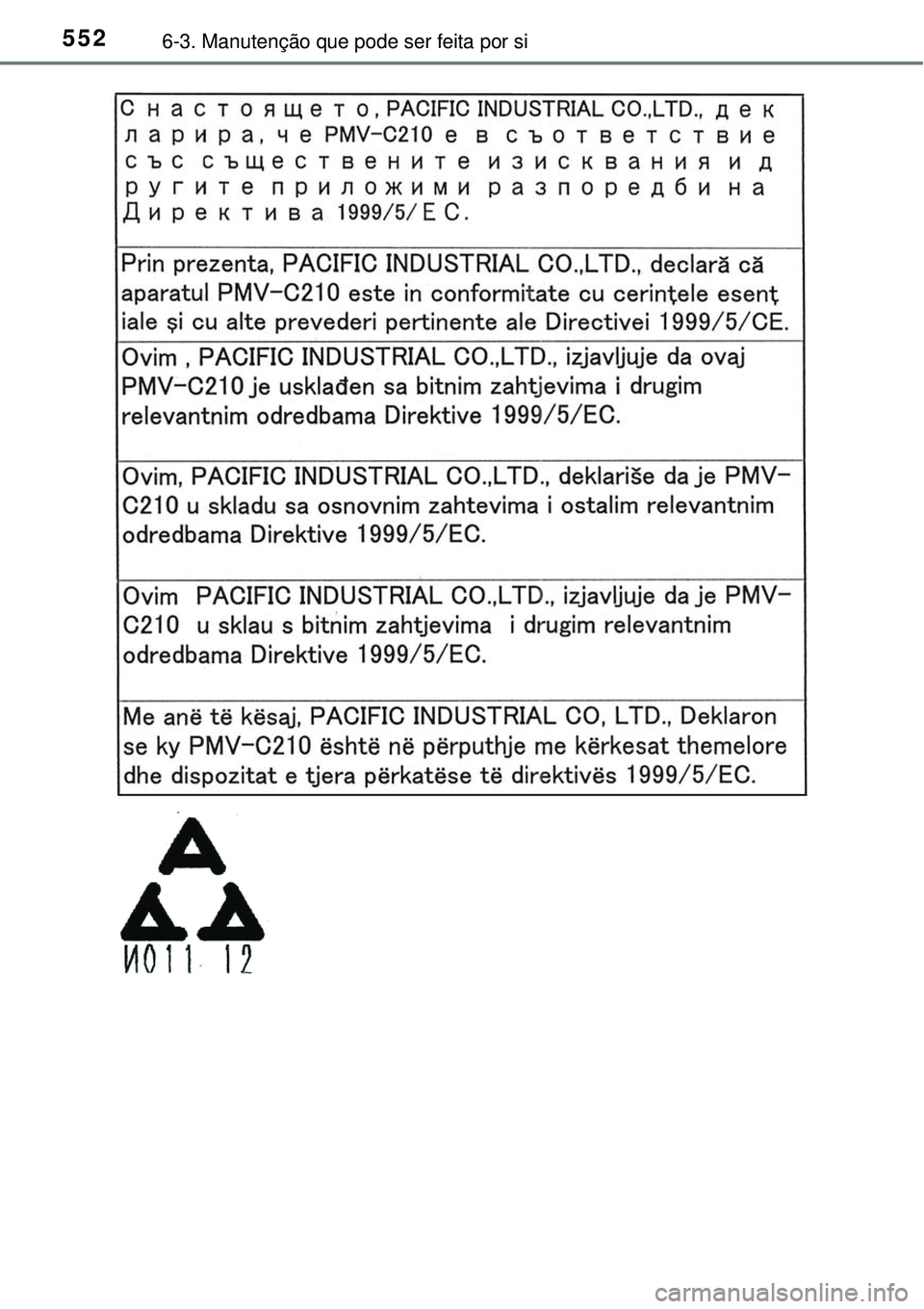 TOYOTA PRIUS 2016 Manual de utilização (in Portuguese) 5526-3. Manutenção que pode ser feita por si TOYOTA PRIUS 2016 Manual de utilização (in Portuguese) 5526-3. Manutenção que pode ser feita por si