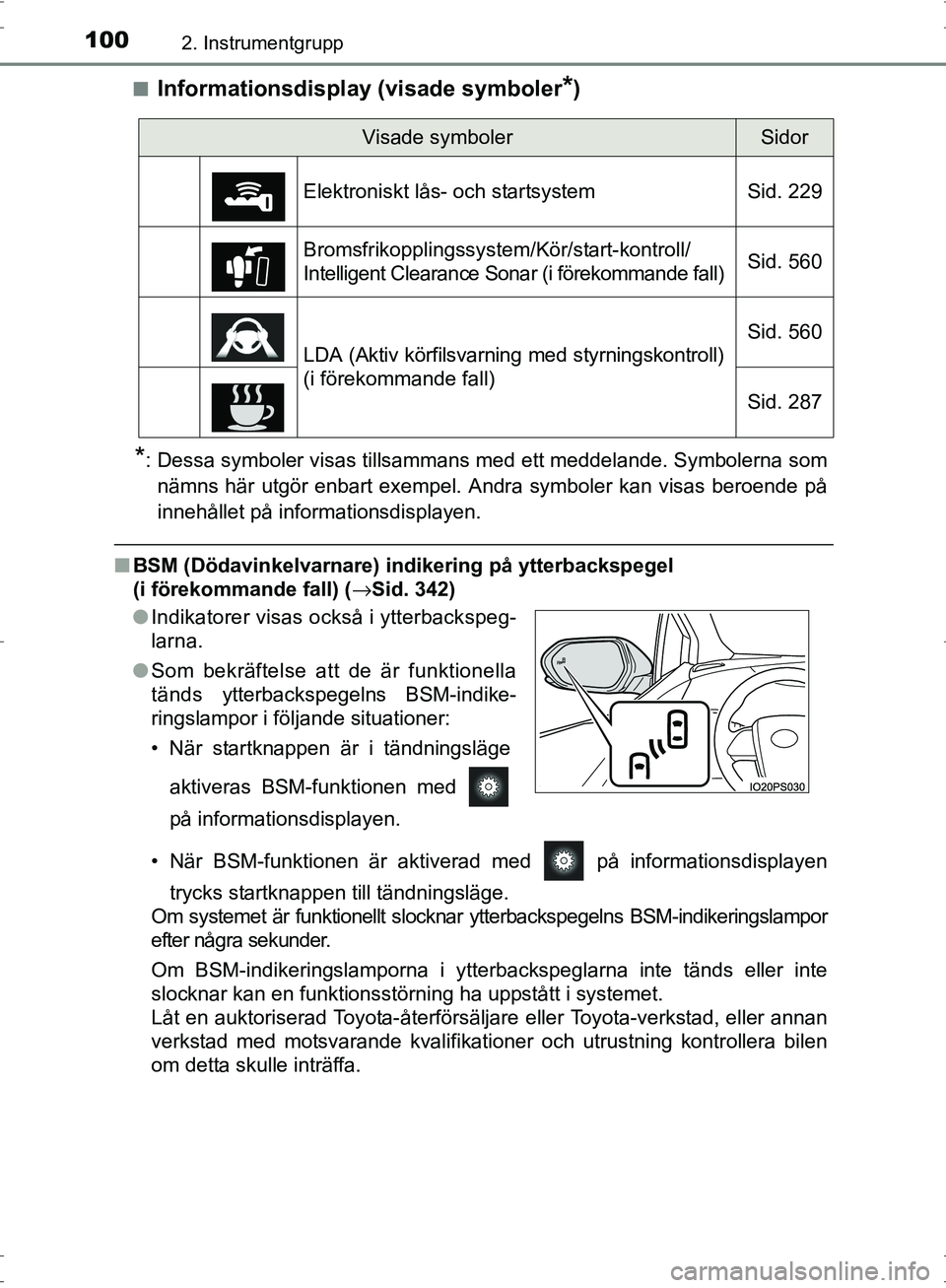 TOYOTA PRIUS 2017 Bruksanvisningar (in Swedish) 1002. Instrumentgrupp
OM47B56SE■
Informationsdisplay (visade symboler*)
*: Dessa symboler visas tillsammans med ett meddelande. Symbolerna som
nämns här utgör enbart exempel. Andra symboler kan v TOYOTA PRIUS 2017 Bruksanvisningar (in Swedish) 1002. Instrumentgrupp
OM47B56SE■
Informationsdisplay (visade symboler*)
*: Dessa symboler visas tillsammans med ett meddelande. Symbolerna som
nämns här utgör enbart exempel. Andra symboler kan v