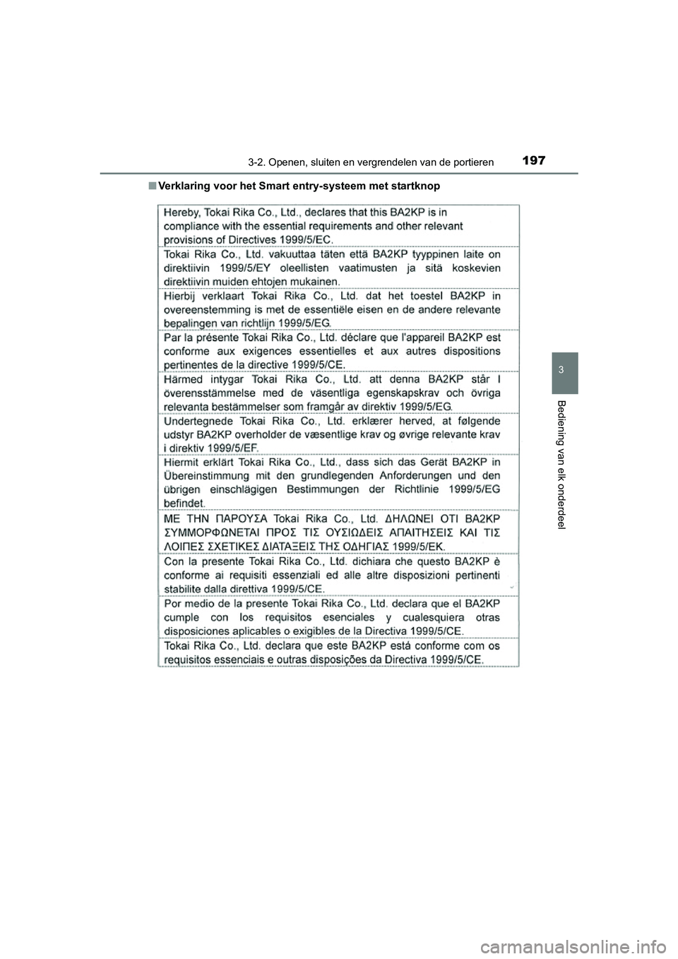 TOYOTA PRIUS 2015  Instructieboekje (in Dutch) 1973-2. Openen, sluiten en vergrendelen van de portieren
3
Bediening van elk onderdeel
PRIUS_OM_OM47A31E_(EE)■
Verklaring voor het Smart  entry-systeem met startknop
PRIUS_OM_OM47A31E_(EE).book  Pag