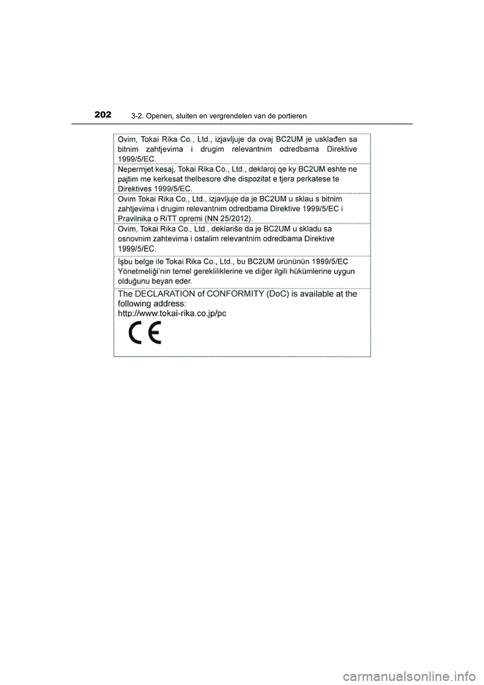 TOYOTA PRIUS 2015  Instructieboekje (in Dutch) 2023-2. Openen, sluiten en vergrendelen van de portieren
PRIUS_OM_OM47A31E_(EE)
PRIUS_OM_OM47A31E_(EE).book  Page 202  Tuesday, November 10, 2015  4:25 PM 