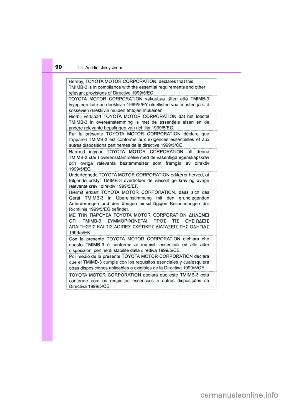 TOYOTA PRIUS 2016  Instructieboekje (in Dutch) 901-4. Antidiefstalsysteem
PRIUS_OM_OM47A31E_(EE)
PRIUS_OM_OM47A31E_(EE).book  Page 90  Tuesday, November 10, 2015  4:25 PM 