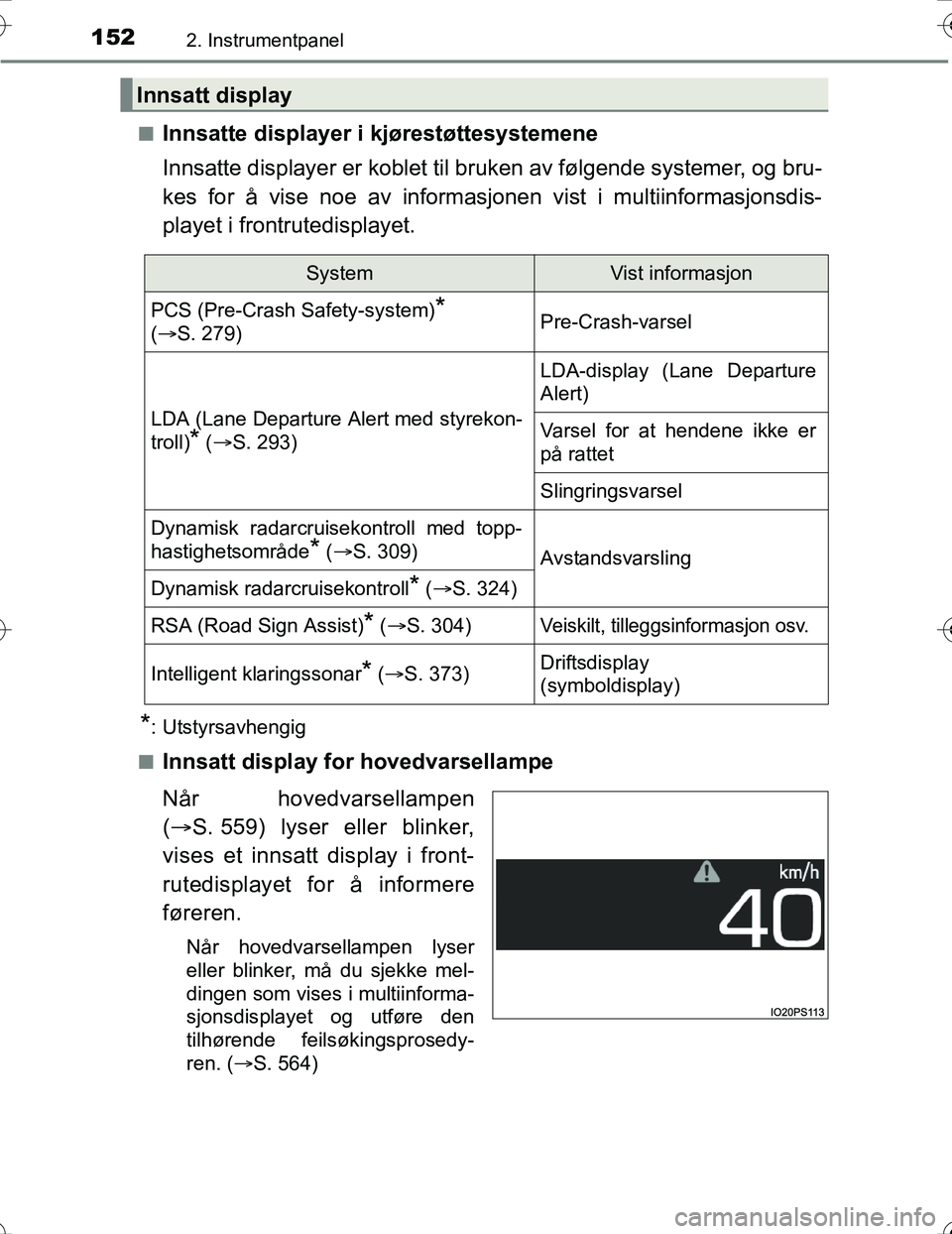 TOYOTA PRIUS 2016 Instruksjoner for bruk (in Norwegian) 1522. Instrumentpanel
OM47A31NOn
Innsatte displayer i kjørestøttesystemene
Innsatte displayer er koblet til br
uken av følgende systemer, og bru-
kes for å vise noe av informasjonen vist i multiin TOYOTA PRIUS 2016 Instruksjoner for bruk (in Norwegian) 1522. Instrumentpanel
OM47A31NOn
Innsatte displayer i kjørestøttesystemene
Innsatte displayer er koblet til br
uken av følgende systemer, og bru-
kes for å vise noe av informasjonen vist i multiin