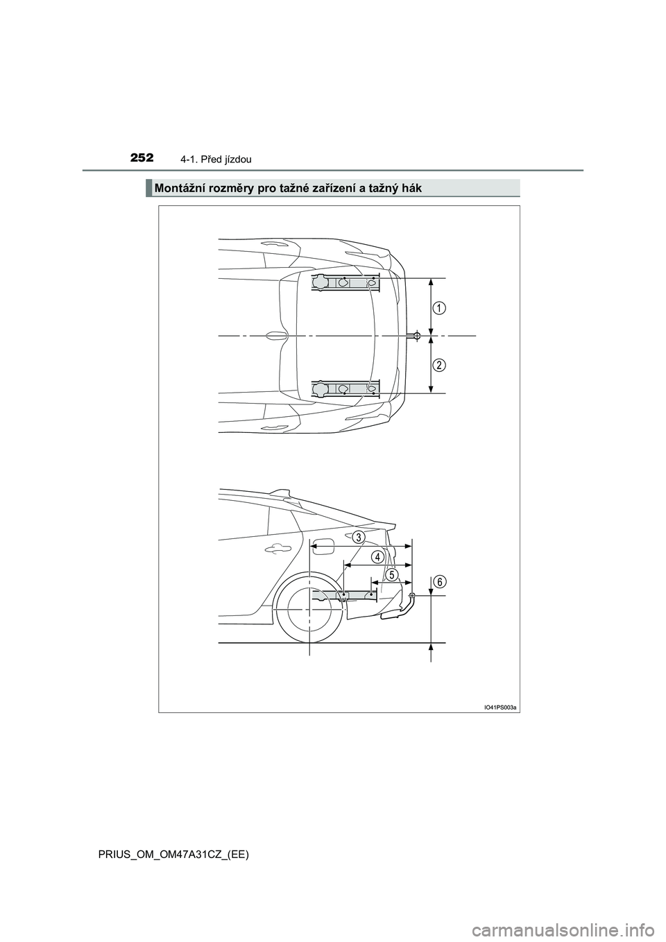 TOYOTA PRIUS 2016  Návod na použití (in Czech) 2524-1. Před jízdou
PRIUS_OM_OM47A31CZ_(EE)
Montážní rozměry pro tažné zařízení a tažný hák 