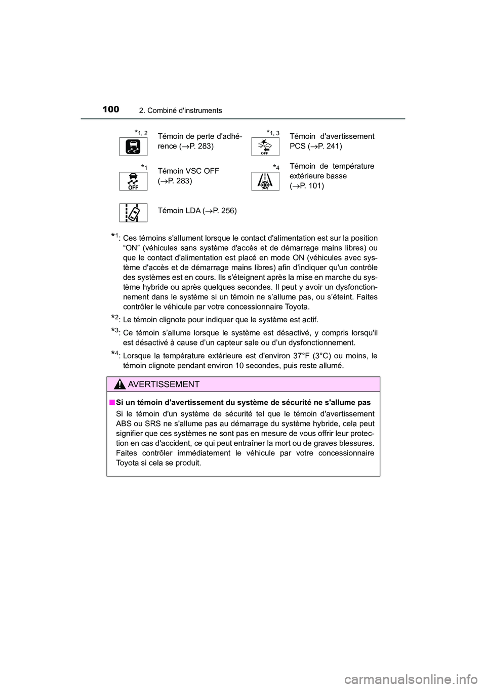 TOYOTA PRIUS C 2018 Manuel du propriétaire (in French) 1002. Combiné dinstruments
PRIUS c_D (OM52G95D)
*1: Ces témoins sallument lorsque le contact dalimentation est sur la position
“ON” (véhicules sans système daccès et de démarrage mains TOYOTA PRIUS C 2018 Manuel du propriétaire (in French) 1002. Combiné dinstruments
PRIUS c_D (OM52G95D)
*1: Ces témoins sallument lorsque le contact dalimentation est sur la position
“ON” (véhicules sans système daccès et de démarrage mains
