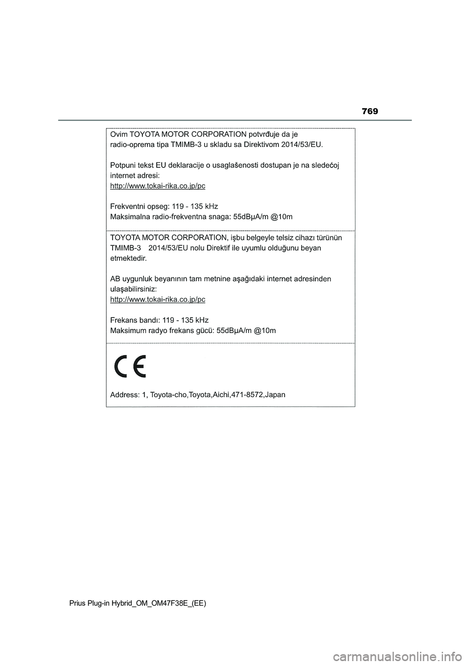 TOYOTA PRIUS PLUG-IN HYBRID 2023  Owners Manual 769
Prius Plug-in Hybrid_OM_OM47F38E_(EE) 