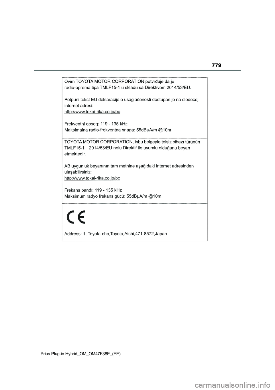 TOYOTA PRIUS PLUG-IN HYBRID 2023 Owners Manual 779
Prius Plug-in Hybrid_OM_OM47F38E_(EE) TOYOTA PRIUS PLUG-IN HYBRID 2023 Owners Manual 779
Prius Plug-in Hybrid_OM_OM47F38E_(EE)