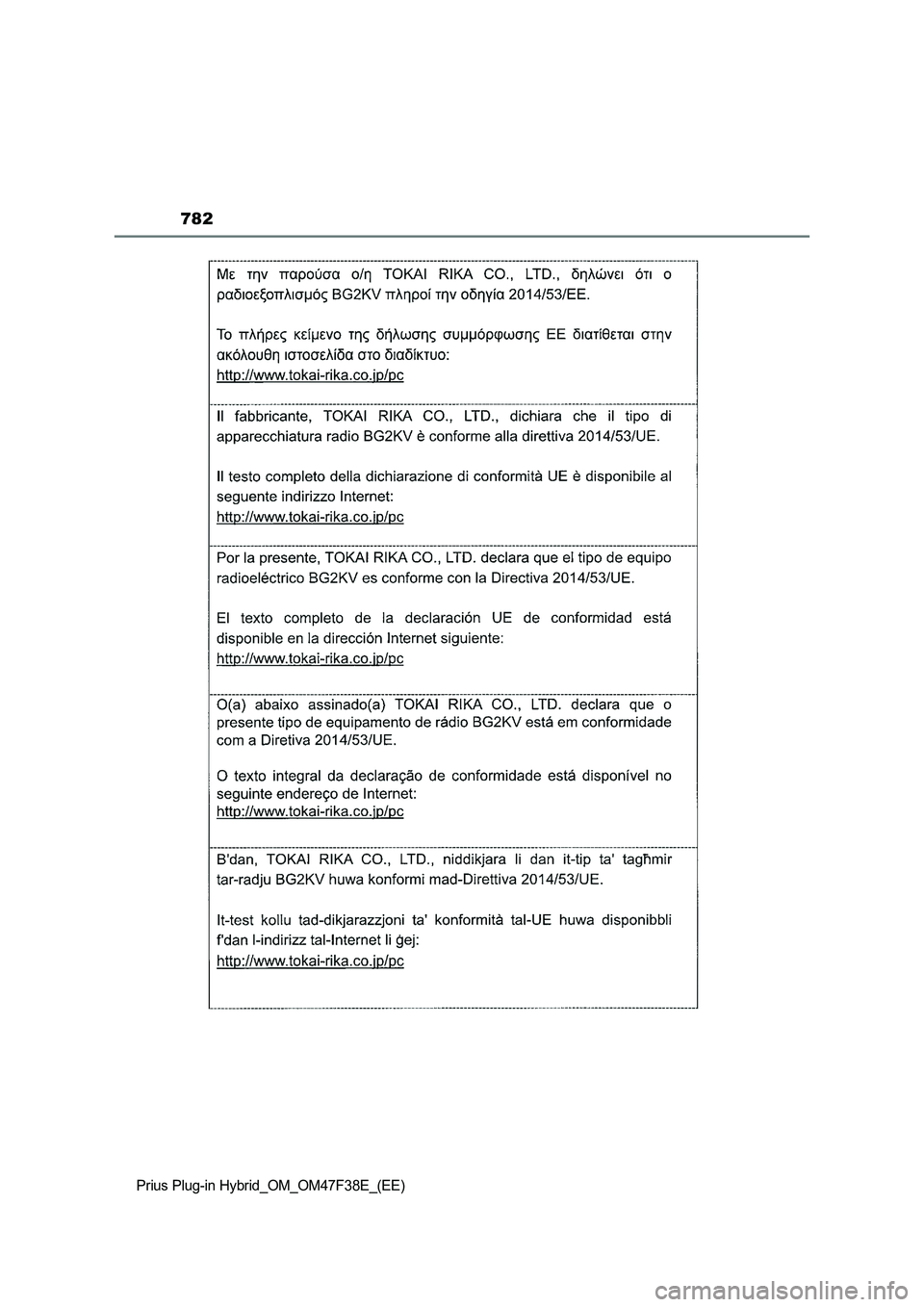 TOYOTA PRIUS PLUG-IN HYBRID 2023 Owners Manual 782
Prius Plug-in Hybrid_OM_OM47F38E_(EE) TOYOTA PRIUS PLUG-IN HYBRID 2023 Owners Manual 782
Prius Plug-in Hybrid_OM_OM47F38E_(EE)