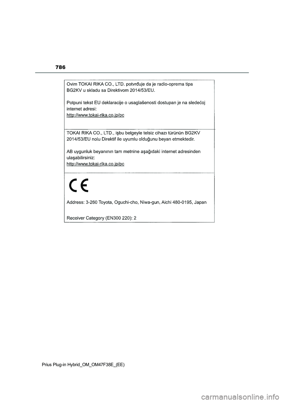 TOYOTA PRIUS PLUG-IN HYBRID 2023 Owners Manual 786
Prius Plug-in Hybrid_OM_OM47F38E_(EE) TOYOTA PRIUS PLUG-IN HYBRID 2023 Owners Manual 786
Prius Plug-in Hybrid_OM_OM47F38E_(EE)