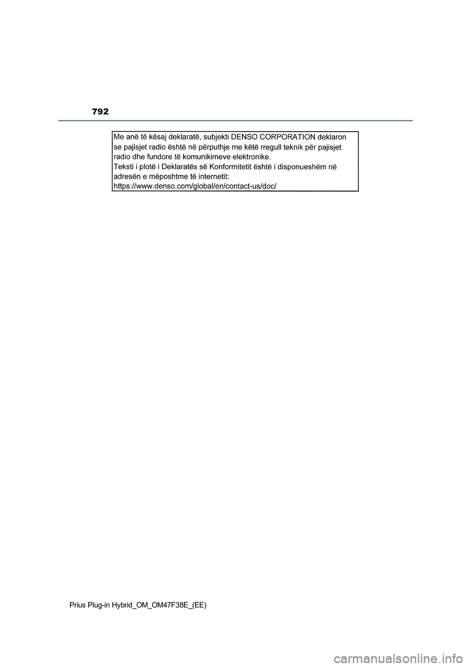 TOYOTA PRIUS PLUG-IN HYBRID 2023 Owners Manual 792
Prius Plug-in Hybrid_OM_OM47F38E_(EE) TOYOTA PRIUS PLUG-IN HYBRID 2023 Owners Manual 792
Prius Plug-in Hybrid_OM_OM47F38E_(EE)