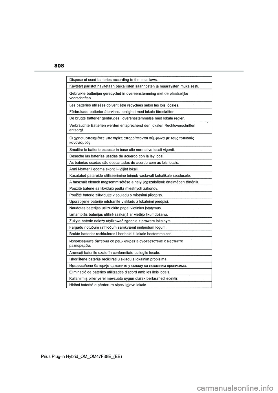 TOYOTA PRIUS PLUG-IN HYBRID 2023  Owners Manual 808
Prius Plug-in Hybrid_OM_OM47F38E_(EE) 
