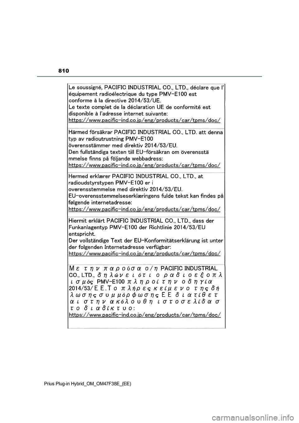 TOYOTA PRIUS PLUG-IN HYBRID 2023  Owners Manual 810
Prius Plug-in Hybrid_OM_OM47F38E_(EE) 