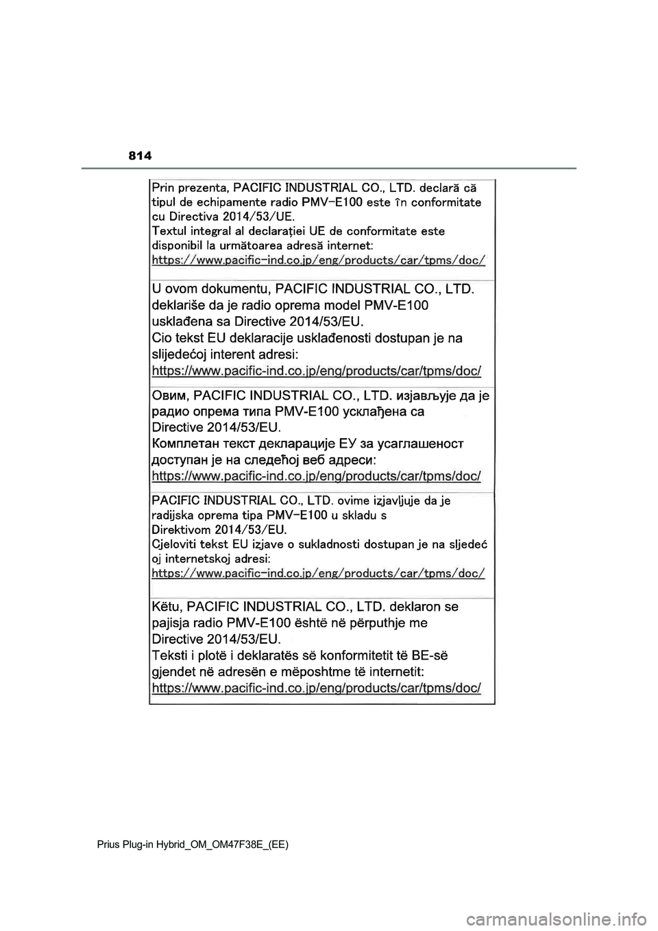 TOYOTA PRIUS PLUG-IN HYBRID 2023  Owners Manual 814
Prius Plug-in Hybrid_OM_OM47F38E_(EE) 