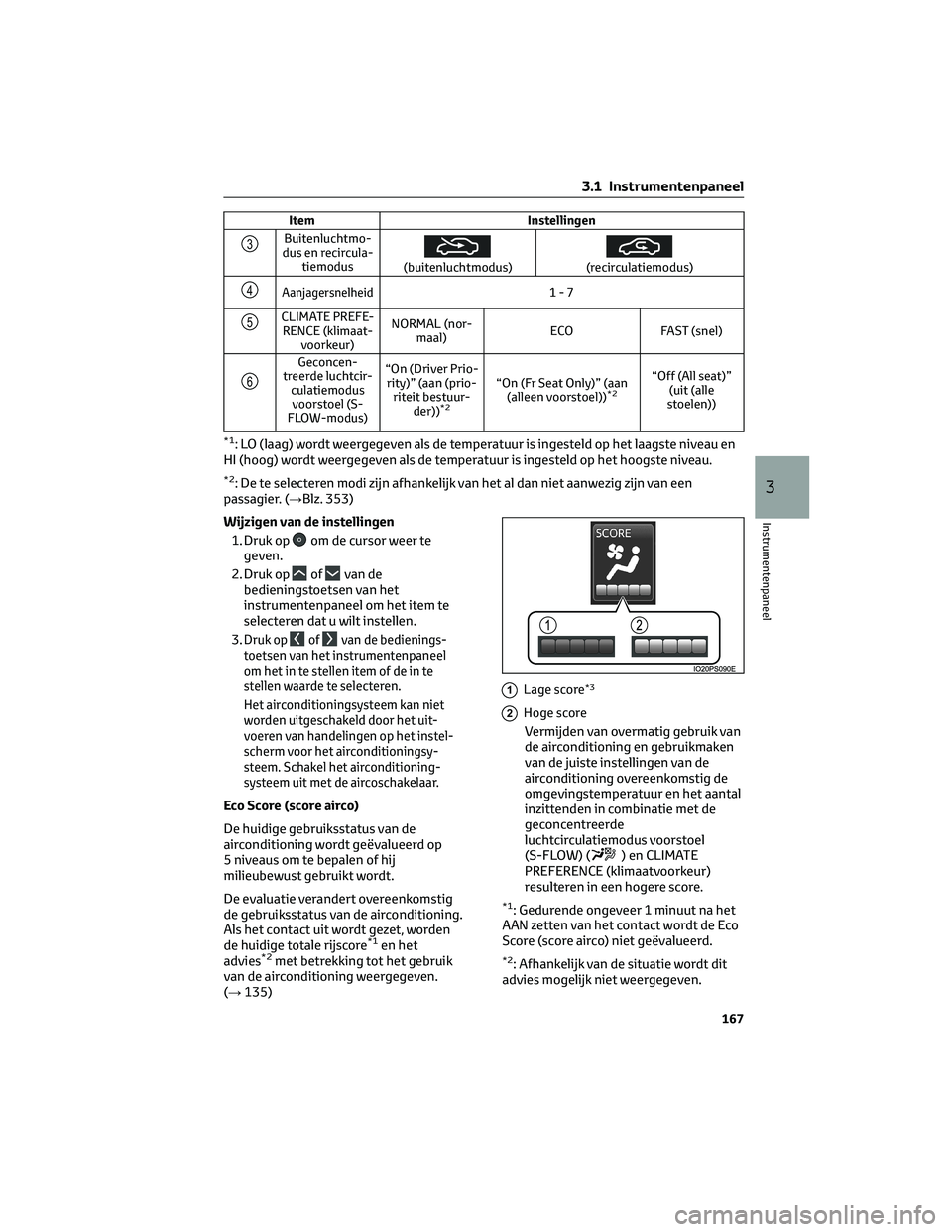TOYOTA PRIUS PLUG-IN HYBRID 2023 Instructieboekje (in Dutch) Item Instellingen
3Buitenluchtmo-
dus en recircula-
tiemodus
(buitenluchtmodus)(recirculatiemodus)
4Aanjagersnelheid1-7
5CLIMATE PREFE-
RENCE (klimaat-
voorkeur)NORMAL (nor-
maal)ECO FAST (snel)
6
Gec TOYOTA PRIUS PLUG-IN HYBRID 2023 Instructieboekje (in Dutch) Item Instellingen
3Buitenluchtmo-
dus en recircula-
tiemodus
(buitenluchtmodus)(recirculatiemodus)
4Aanjagersnelheid1-7
5CLIMATE PREFE-
RENCE (klimaat-
voorkeur)NORMAL (nor-
maal)ECO FAST (snel)
6
Gec
