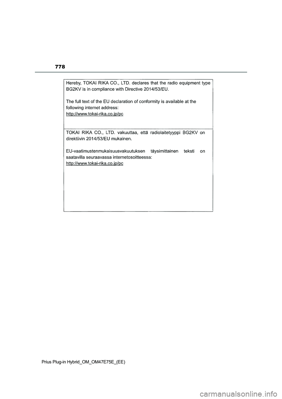 TOYOTA PRIUS PLUG-IN HYBRID 2022 Owners Manual 778
Prius Plug-in Hybrid_OM_OM47E75E_(EE) TOYOTA PRIUS PLUG-IN HYBRID 2022 Owners Manual 778
Prius Plug-in Hybrid_OM_OM47E75E_(EE)