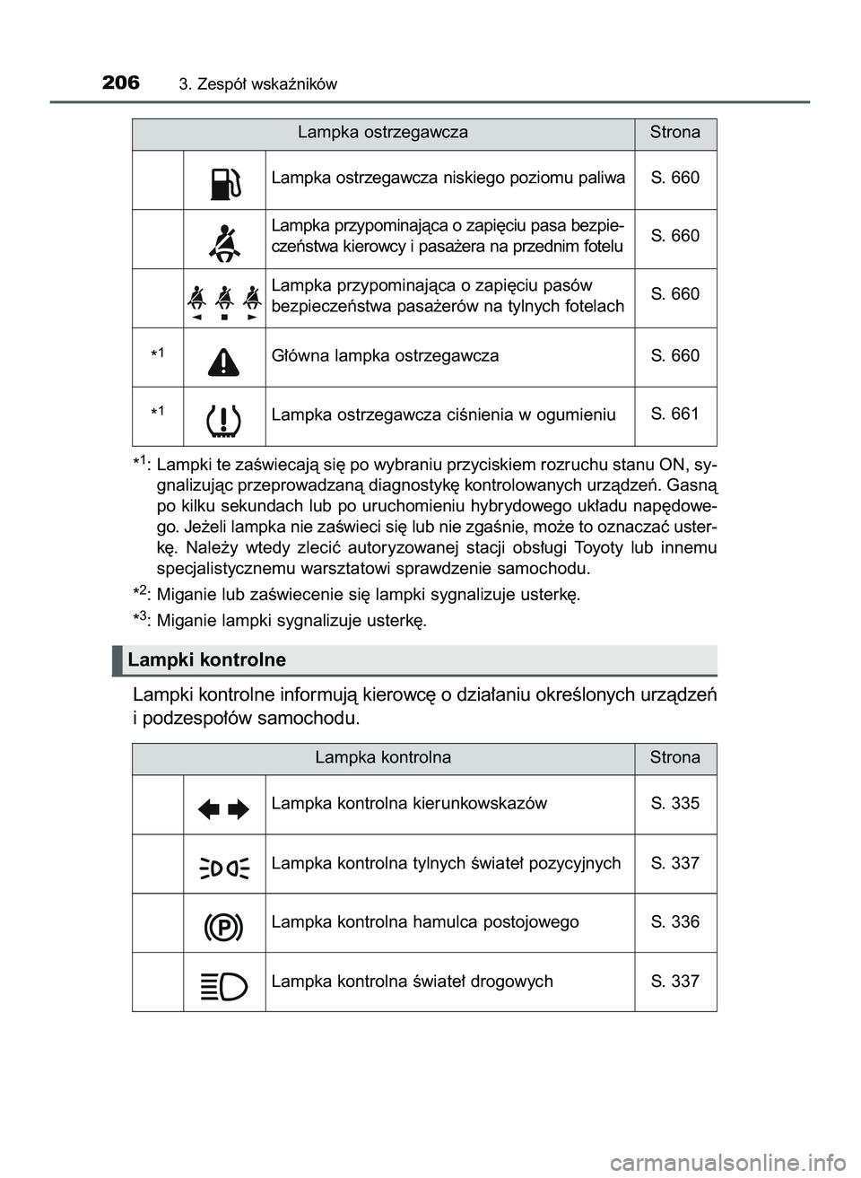 TOYOTA PRIUS PLUG-IN HYBRID 2022  Instrukcja obsługi (in Polish) *1: Lampki te zaÊwiecajà si´ po wybraniu przyciskiem rozruchu stanu ON, sy-
gnalizujàc przeprowadzanà diagnostyk´ kontrolowanych urzàdzeƒ. Gasnà
po  kilku  sekundach  lub  po  uruchomieniu  h