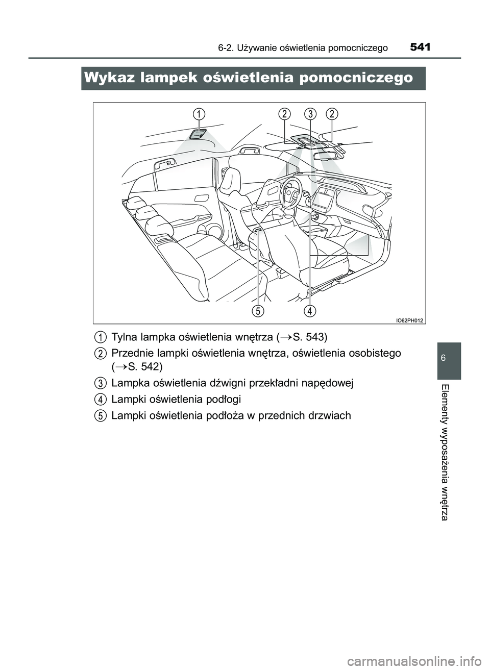 TOYOTA PRIUS PLUG-IN HYBRID 2022  Instrukcja obsługi (in Polish) Tylna lampka oÊwietlenia wn´trza (S. 543)
Przednie lampki oÊwietlenia wn´trza, oÊwietlenia osobistego
(
S. 542)
Lampka oÊwietlenia dêwigni przek∏adni nap´dowej
Lampki oÊwietlenia pod∏og