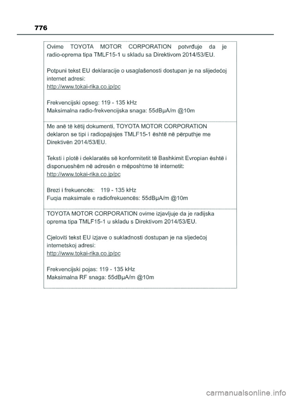 TOYOTA PRIUS PLUG-IN HYBRID 2022 Instrukcja obsługi (in Polish) 776
22 Prius Plug-in HV OM47E75E 6/29/21 12:17 PM Page 776 (Black plate) TOYOTA PRIUS PLUG-IN HYBRID 2022 Instrukcja obsługi (in Polish) 776
22 Prius Plug-in HV OM47E75E 6/29/21 12:17 PM Page 776 (Black plate)