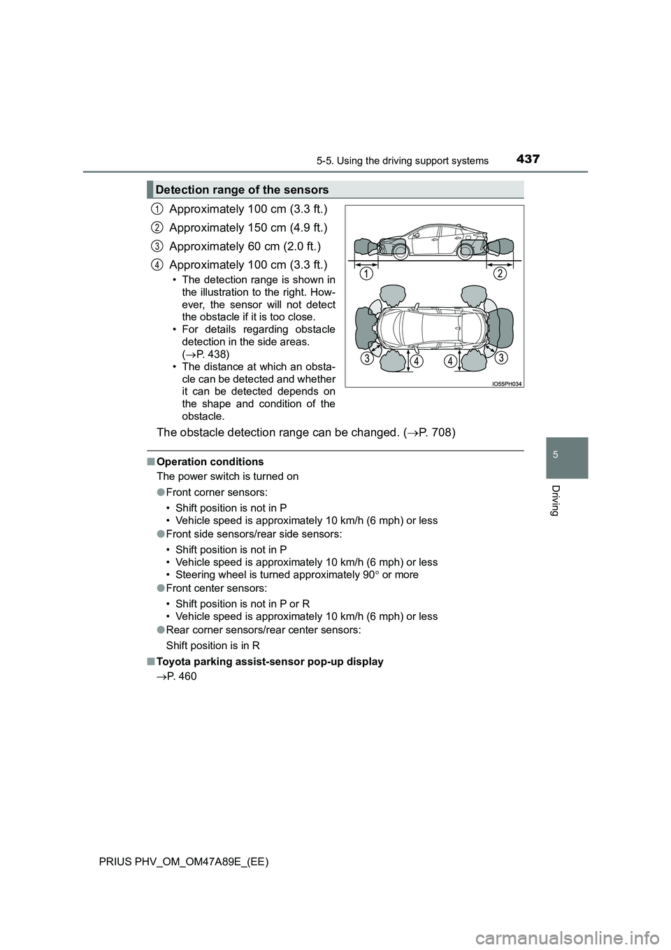 TOYOTA PRIUS PLUG-IN HYBRID 2016 Repair Manual 4375-5. Using the driving support systems
PRIUS PHV_OM_OM47A89E_(EE)
5
Driving
Approximately 100 cm (3.3 ft.)
Approximately 150 cm (4.9 ft.)
Approximately 60 cm (2.0 ft.)
Approximately 100 cm (3.3 TOYOTA PRIUS PLUG-IN HYBRID 2016 Repair Manual 4375-5. Using the driving support systems
PRIUS PHV_OM_OM47A89E_(EE)
5
Driving
Approximately 100 cm (3.3 ft.)
Approximately 150 cm (4.9 ft.)
Approximately 60 cm (2.0 ft.)
Approximately 100 cm (3.3