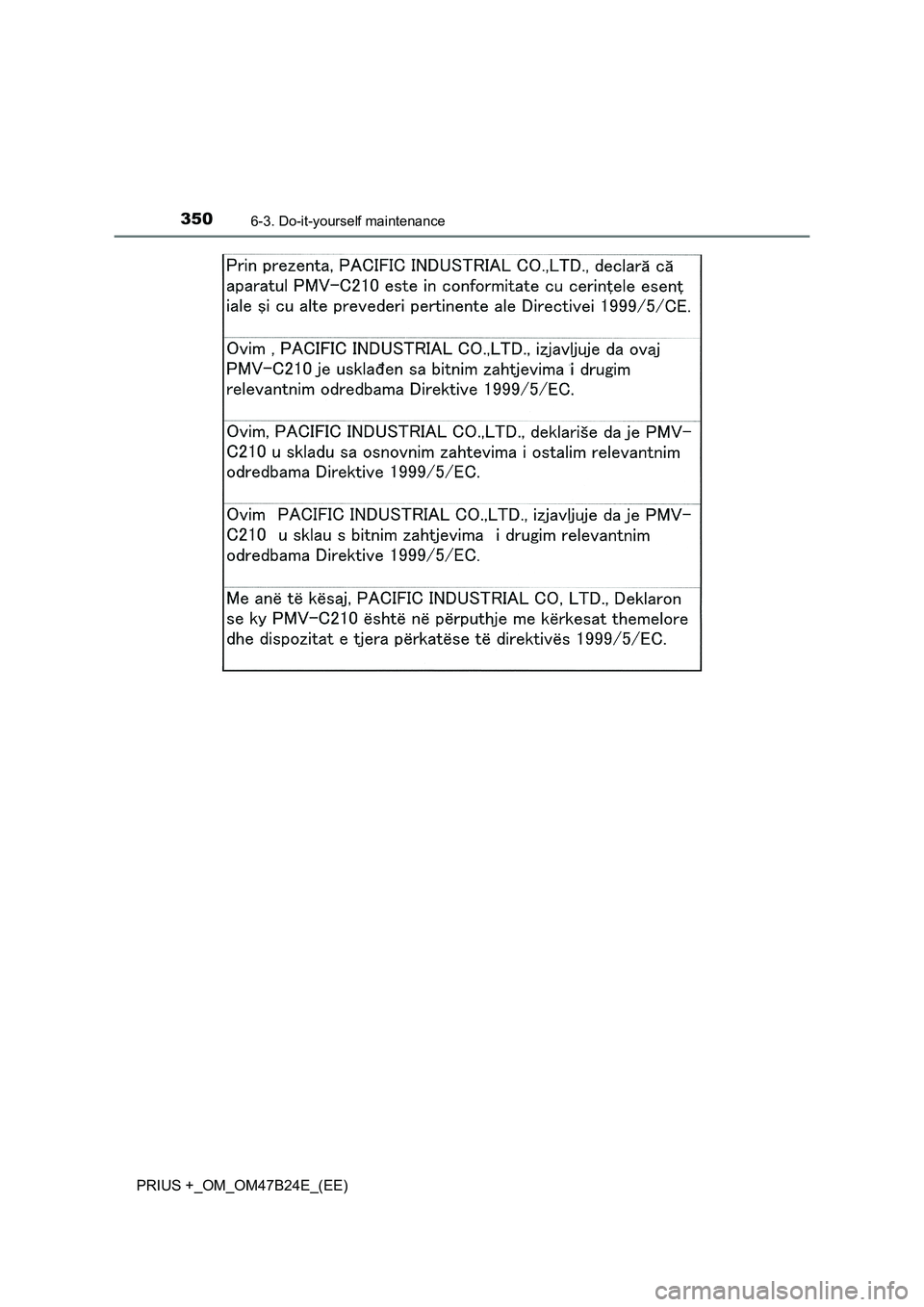 TOYOTA PRIUS PLUS 2016  Owners Manual 3506-3. Do-it-yourself maintenance
PRIUS +_OM_OM47B24E_(EE) 