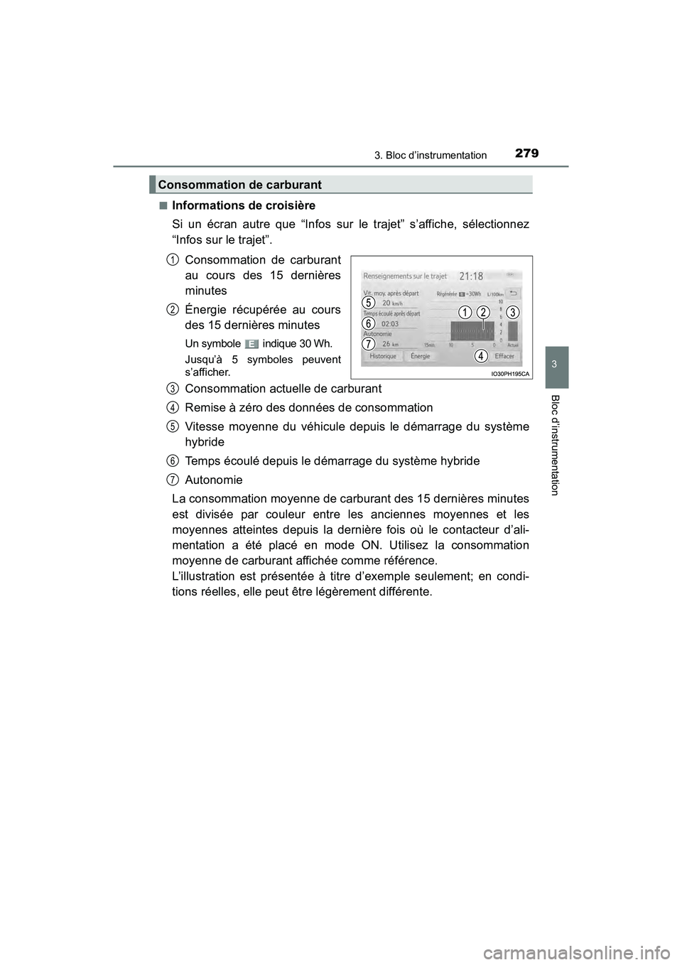 TOYOTA PRIUS PRIME 2020 Manuel du propriétaire (in French) PRIUS PRIME_OM_OM47C77D_(D)
2793. Bloc d’instrumentation
3
Bloc d’instrumentation
■Informations de croisière
Si un écran autre que “Infos sur le trajet” s’affiche, sélectionnez
“Infos TOYOTA PRIUS PRIME 2020 Manuel du propriétaire (in French) PRIUS PRIME_OM_OM47C77D_(D)
2793. Bloc d’instrumentation
3
Bloc d’instrumentation
■Informations de croisière
Si un écran autre que “Infos sur le trajet” s’affiche, sélectionnez
“Infos