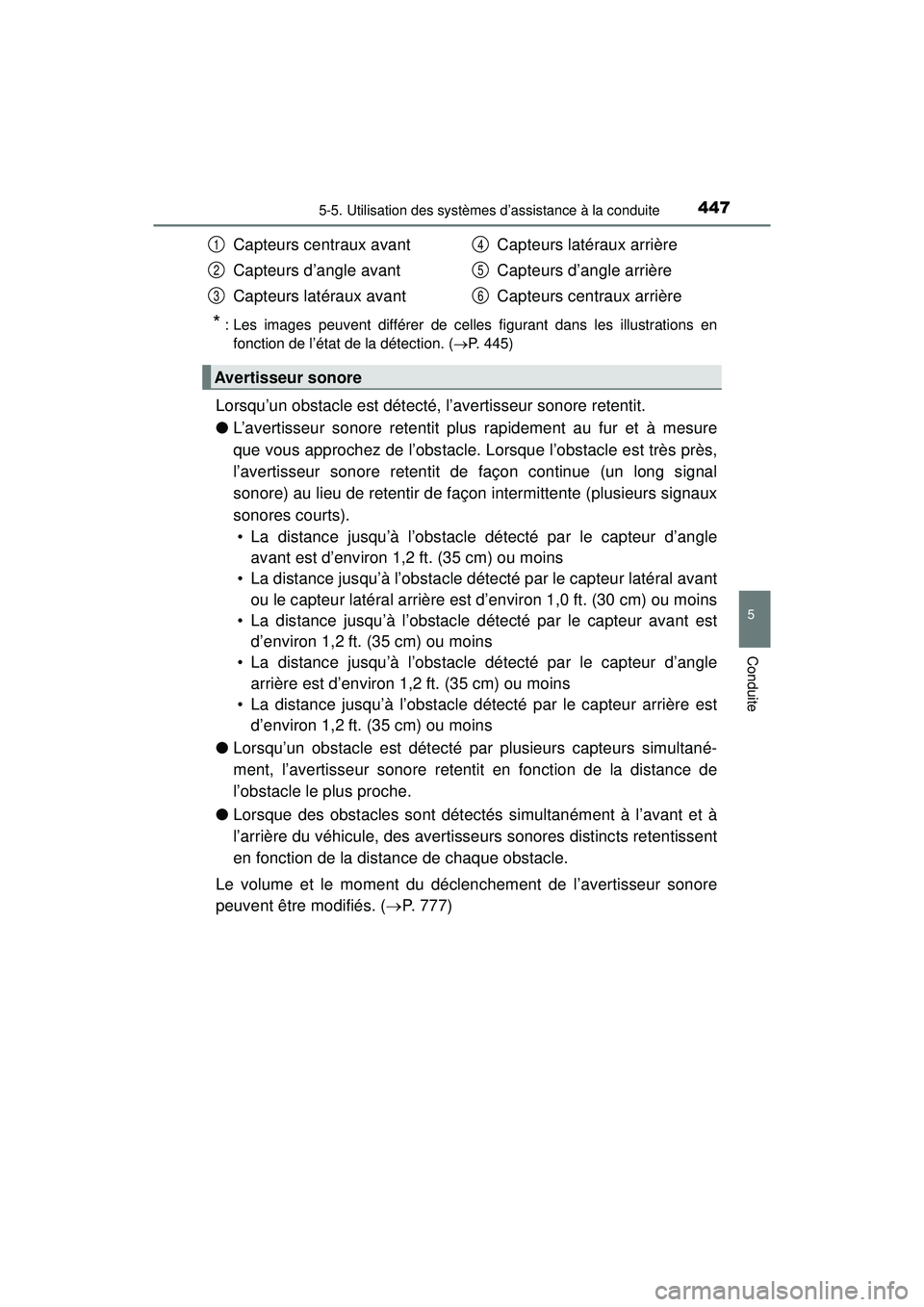 TOYOTA PRIUS PRIME 2018  Manuel du propriétaire (in French) PRIUS PRIME_OM_OM47C17D_(D)
4475-5. Utilisation des systèmes d’assistance à la conduite
5
Conduite
* : Les images peuvent différer de celles figurant dans les illustrations enfonction de l’éta