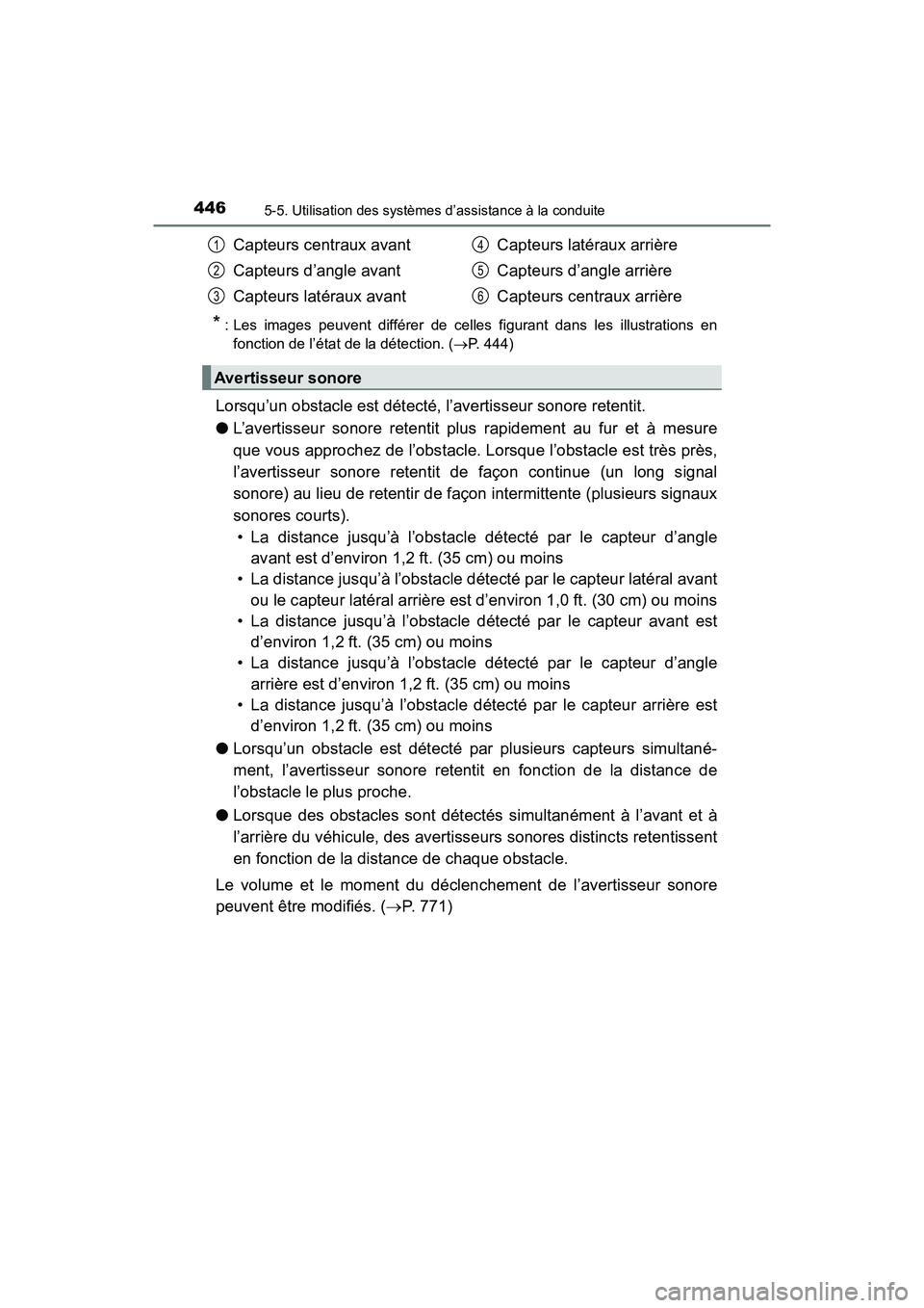 TOYOTA PRIUS PRIME 2017 Manuel du propriétaire (in French) 446
PRIUS PRIME_OM_OM47A88D_(D)
5-5. Utilisation des systèmes d’assistance à la conduite
* : Les images peuvent différer de celles figurant dans les illustrations enfonction de l’état de la d TOYOTA PRIUS PRIME 2017 Manuel du propriétaire (in French) 446
PRIUS PRIME_OM_OM47A88D_(D)
5-5. Utilisation des systèmes d’assistance à la conduite
* : Les images peuvent différer de celles figurant dans les illustrations enfonction de l’état de la d