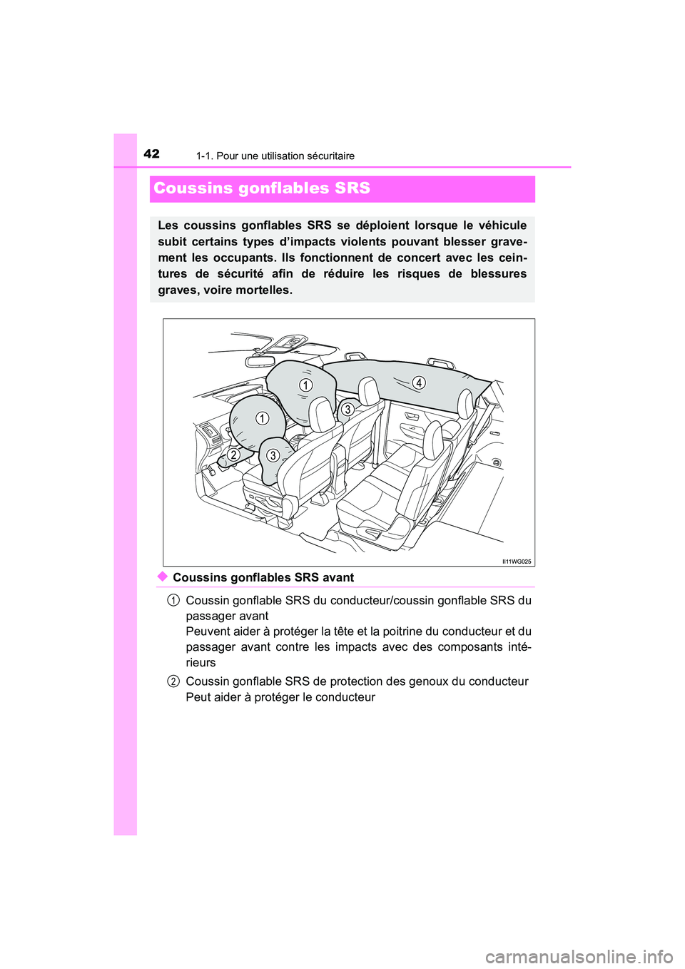 TOYOTA PRIUS V 2018 Manuel du propriétaire (in French) 421-1. Pour une utilisation sécuritaire
PRIUS v_OM_OM47B78D_(D)
Coussins gonflables SRS
◆Coussins gonflables SRS avantCoussin gonflable SRS du conducteur/coussin gonflable SRS du
passager avant
Pe TOYOTA PRIUS V 2018 Manuel du propriétaire (in French) 421-1. Pour une utilisation sécuritaire
PRIUS v_OM_OM47B78D_(D)
Coussins gonflables SRS
◆Coussins gonflables SRS avantCoussin gonflable SRS du conducteur/coussin gonflable SRS du
passager avant
Pe