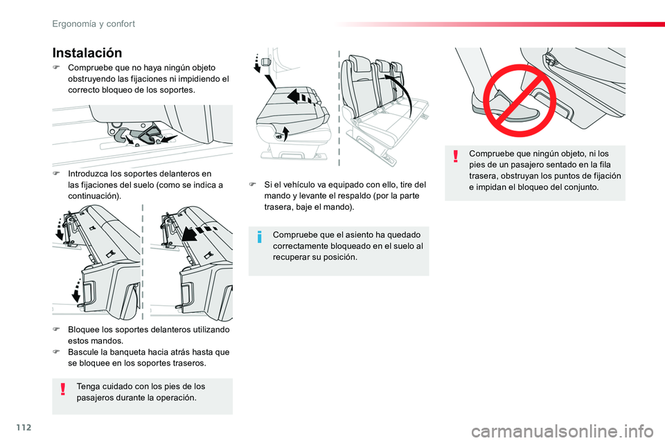 TOYOTA PROACE 2018 Manual del propietario (in Spanish) 112
F Si el vehículo va equipado con ello, tire del mando y levante el respaldo (por la parte trasera, baje el mando).
Compruebe que el asiento ha quedado correctamente bloqueado en el suelo al recup TOYOTA PROACE 2018 Manual del propietario (in Spanish) 112
F Si el vehículo va equipado con ello, tire del mando y levante el respaldo (por la parte trasera, baje el mando).
Compruebe que el asiento ha quedado correctamente bloqueado en el suelo al recup