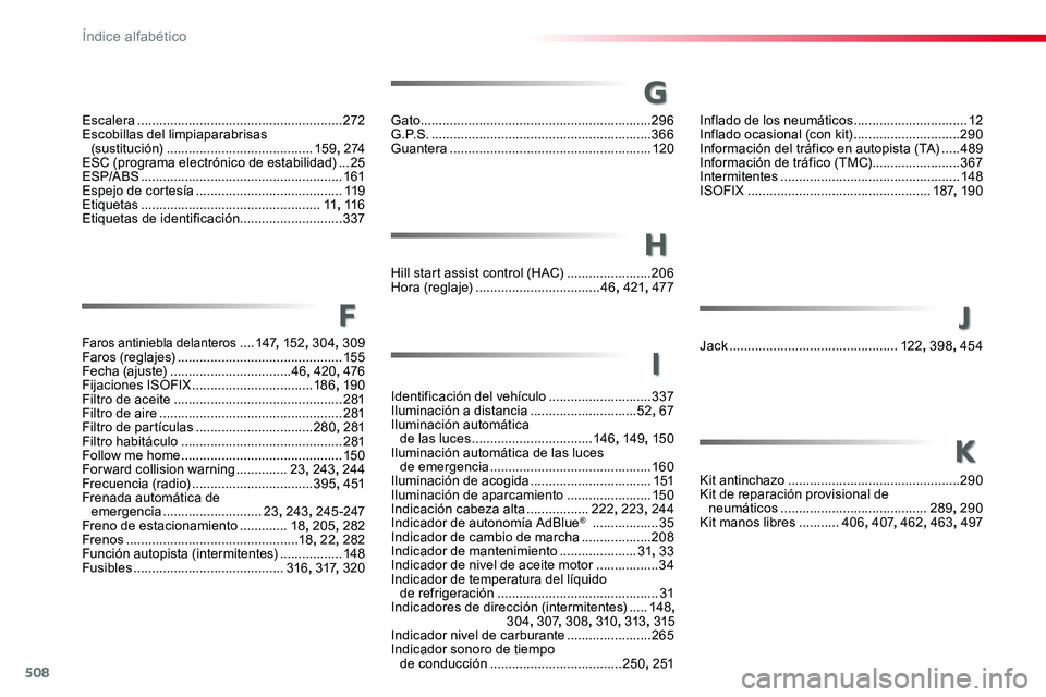 TOYOTA PROACE 2018 Manual del propietario (in Spanish) 508
G
Gato ...............................................................296G . P. S . ............................................................366Guantera ........................................ TOYOTA PROACE 2018 Manual del propietario (in Spanish) 508
G
Gato ...............................................................296G . P. S . ............................................................366Guantera ........................................