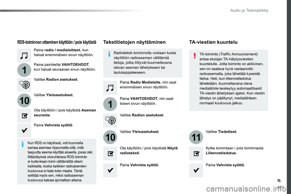 TOYOTA PROACE 2018 Omistajan Käsikirja (in Finnish) 451
1
110
1011
Paina radio / medialaitteet, kun haluat ensimmäisen sivun näyttöön.
Paina Radio Medialaite, niin saat ensimmäisen sivun näyttöön.
Paina painiketta VAIHTOEHDOT,
kun haluat seura TOYOTA PROACE 2018 Omistajan Käsikirja (in Finnish) 451
1
110
1011
Paina radio / medialaitteet, kun haluat ensimmäisen sivun näyttöön.
Paina Radio Medialaite, niin saat ensimmäisen sivun näyttöön.
Paina painiketta VAIHTOEHDOT,
kun haluat seura